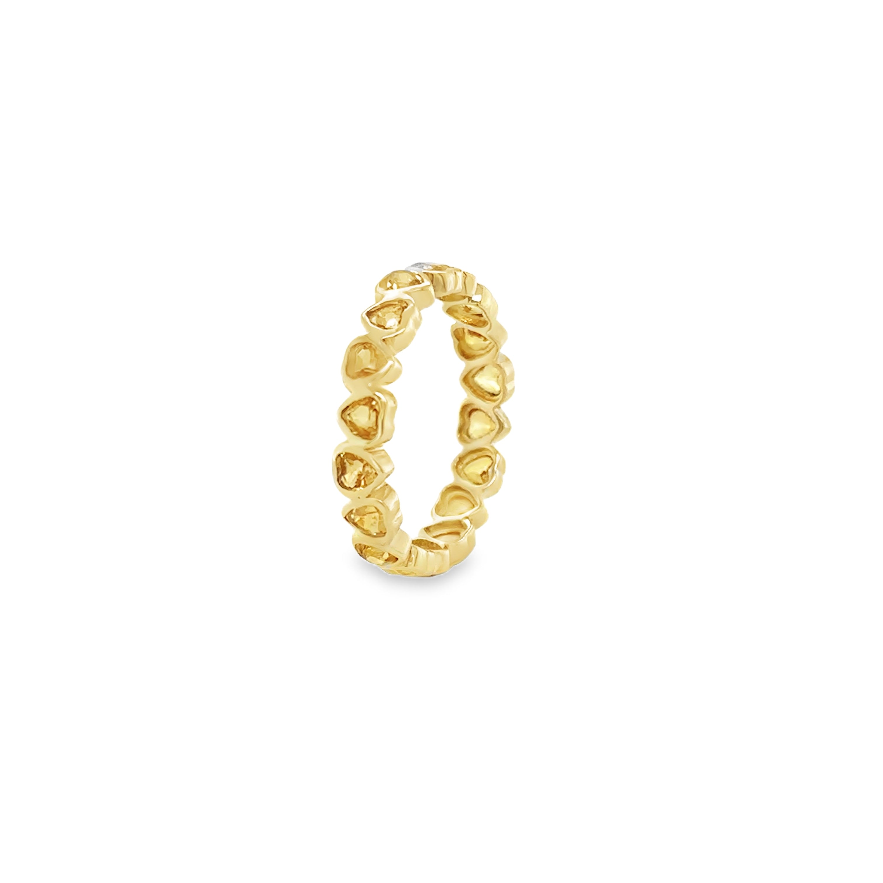Anillo Eternity Corazón De Zafiro Amarillo Biselado De Oro Amarillo De 14 Kt