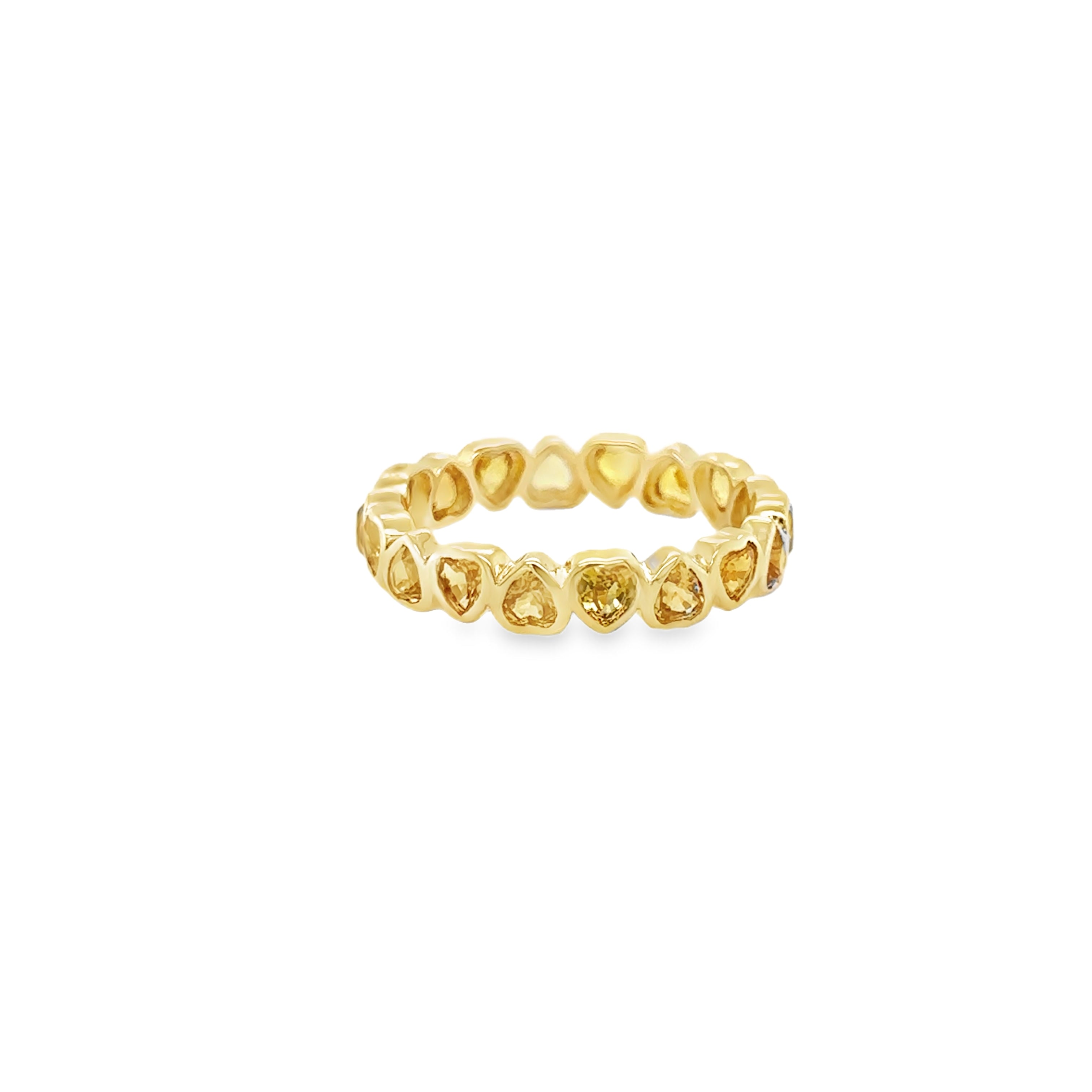 Anillo Eternity Corazón De Zafiro Amarillo Biselado De Oro Amarillo De 14 Kt