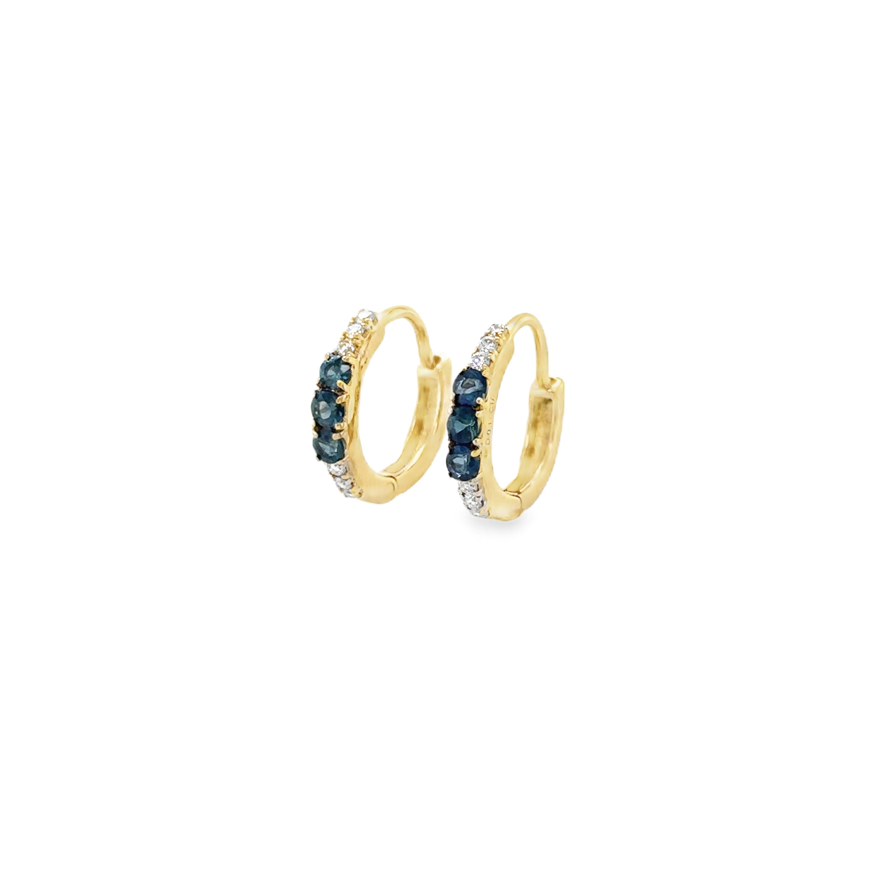 Pendiente Huggies De Oro Amarillo De 14 K Y Diamantes