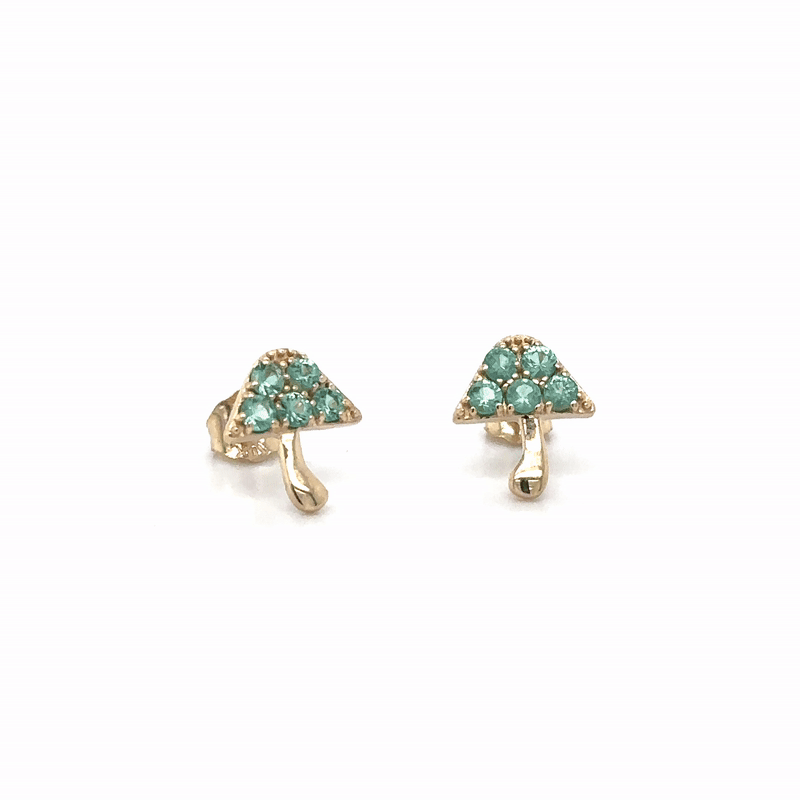 Pendientes De Seta Esmeralda En Oro Amarillo De 14 Kt 0.3 Ct.