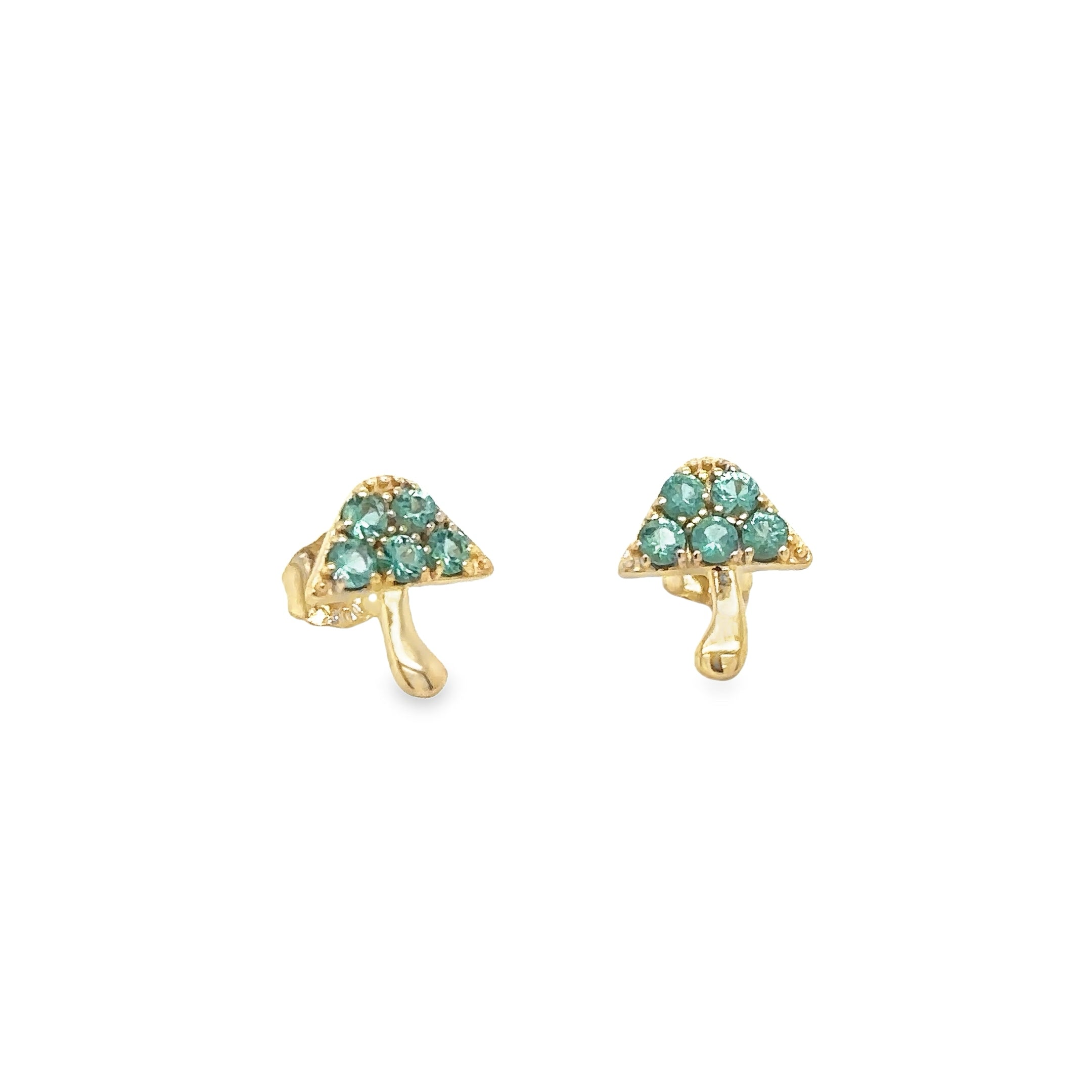Pendientes De Seta Esmeralda En Oro Amarillo De 14 Kt 0.3 Ct.