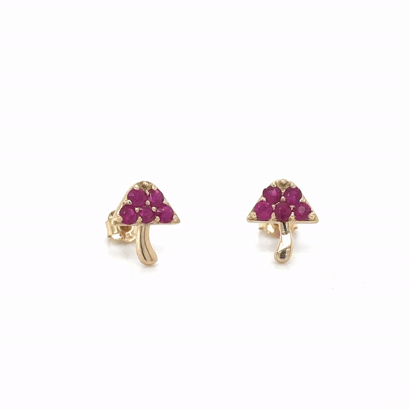 Pendientes De Seta Rubí Oro Amarillo De 14Kt 0.4 Ct.