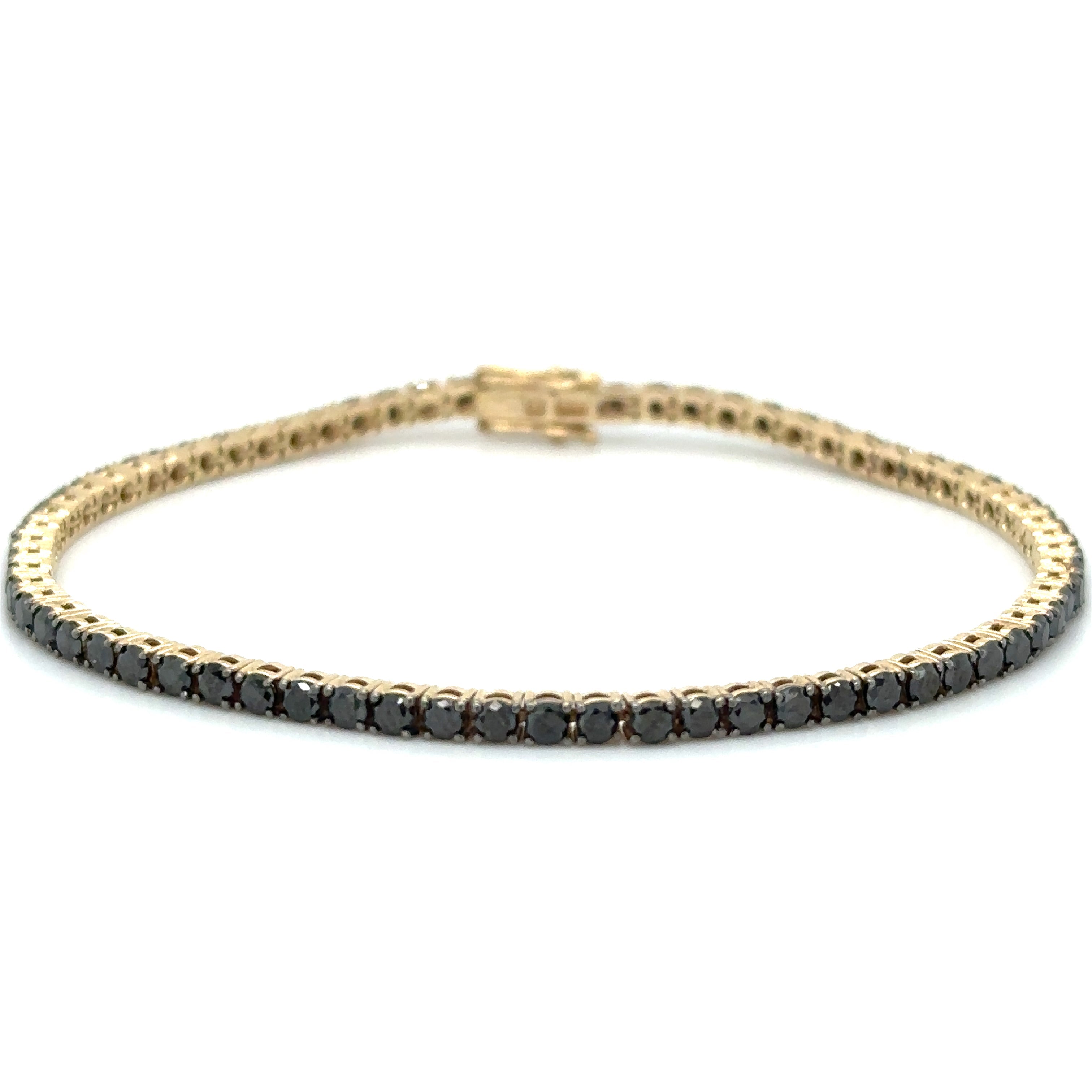 Pulsera De Diamantes Negros En Oro Amarillo De 14K 4.8 Ct.