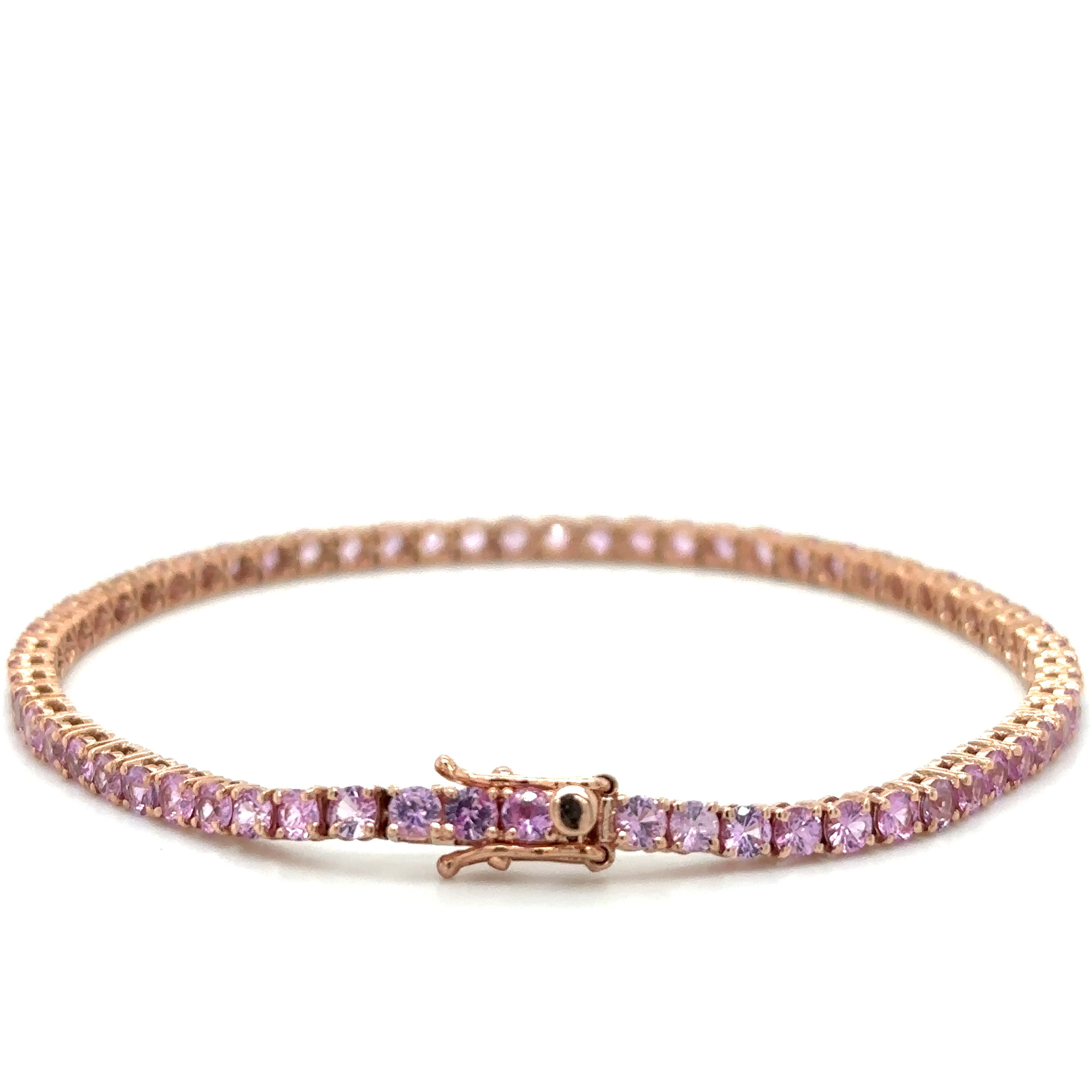 Pulsera De Zafiro Rosa De Oro Rosa De 14 Kt 6 Ct.