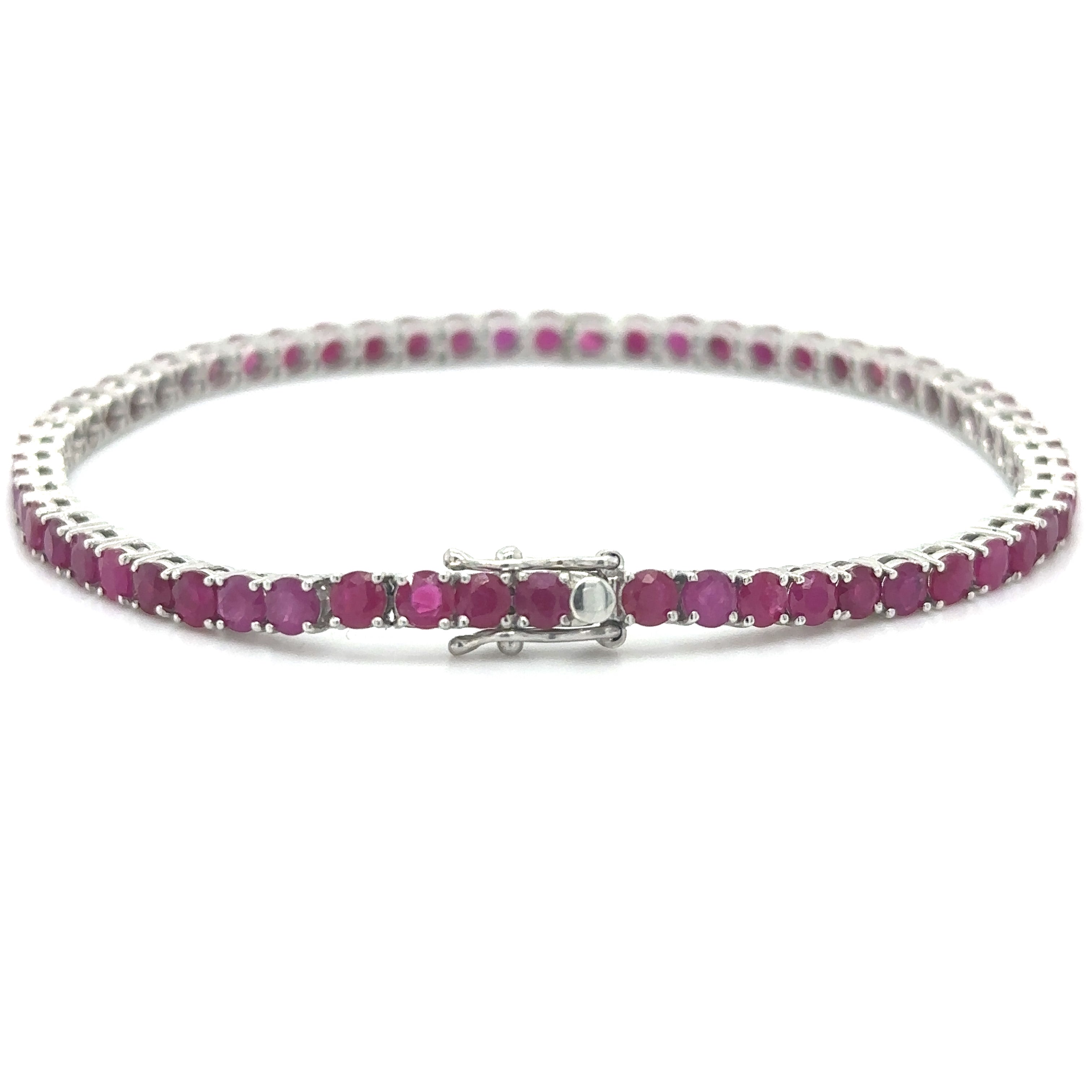 Pulsera De Rubí De Oro Blanco De 14 Kt 8.5 Ct.