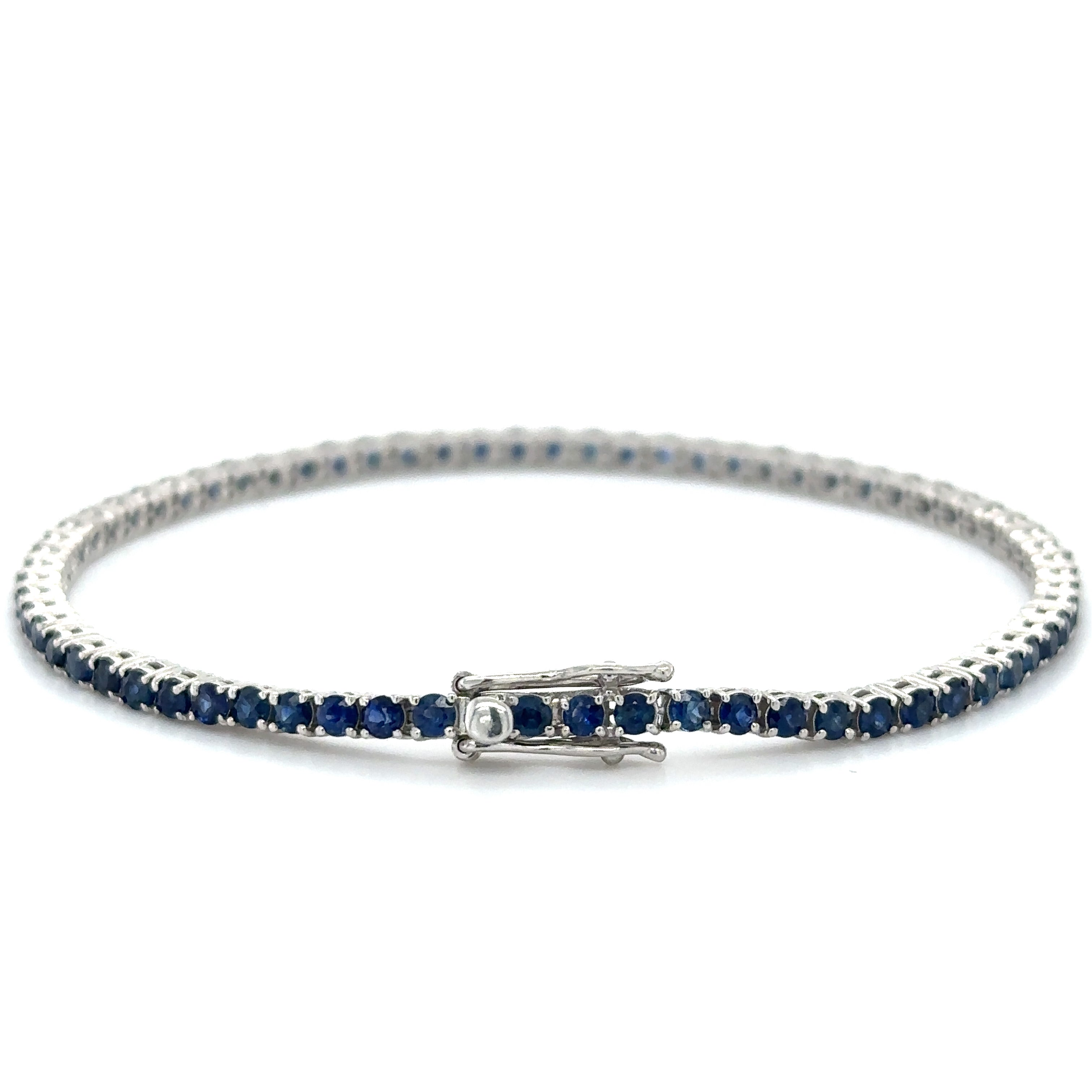 Pulsera De Zafiro De Oro Blanco De 14Kt 3.88 Ct.