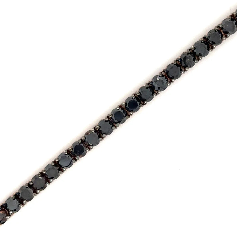 Pulsera Tennis de Diamante Negro 8.65 CT. en Oro Rosa de 14K 19 cm