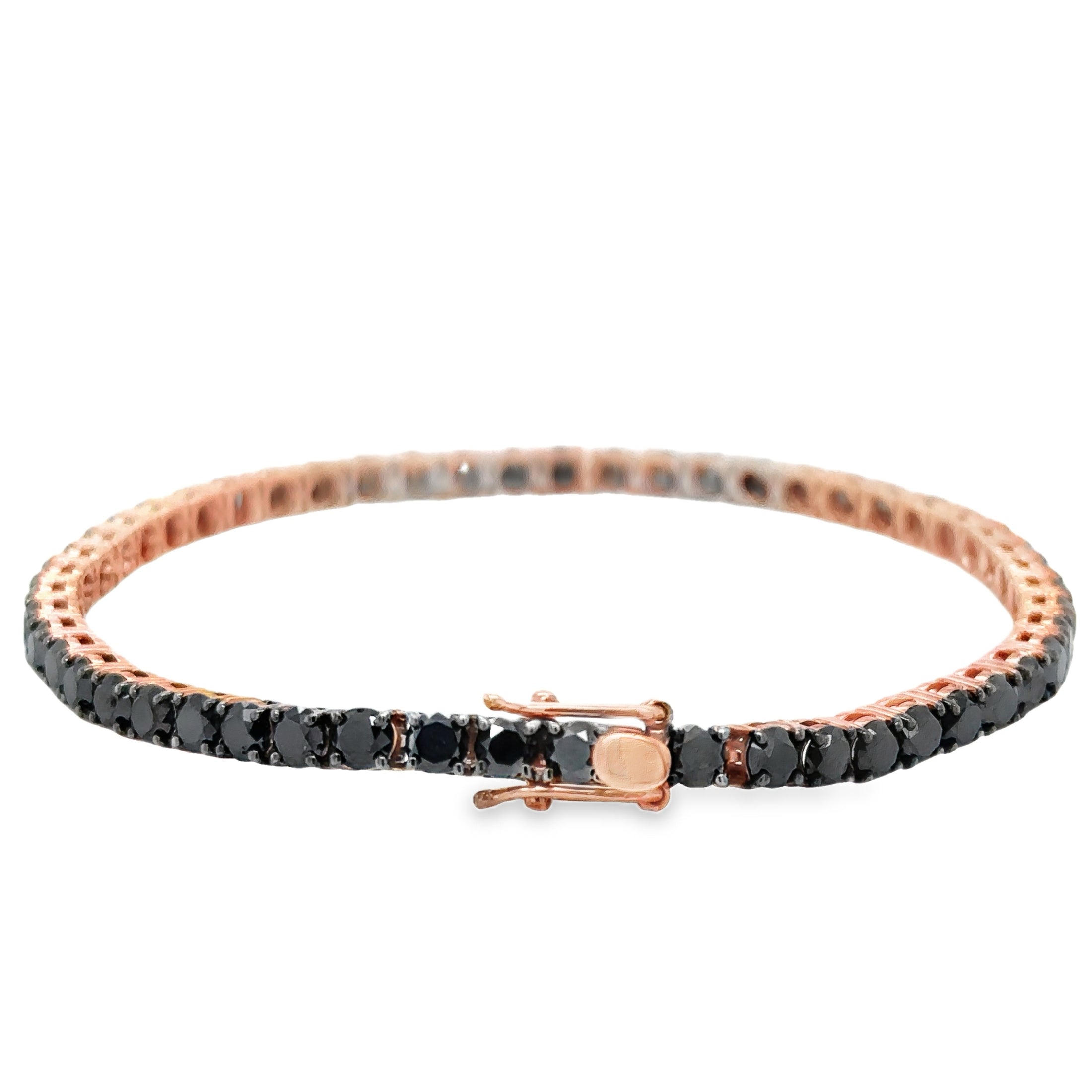 Pulsera Tennis de Diamante Negro 8.65 CT. en Oro Rosa de 14K