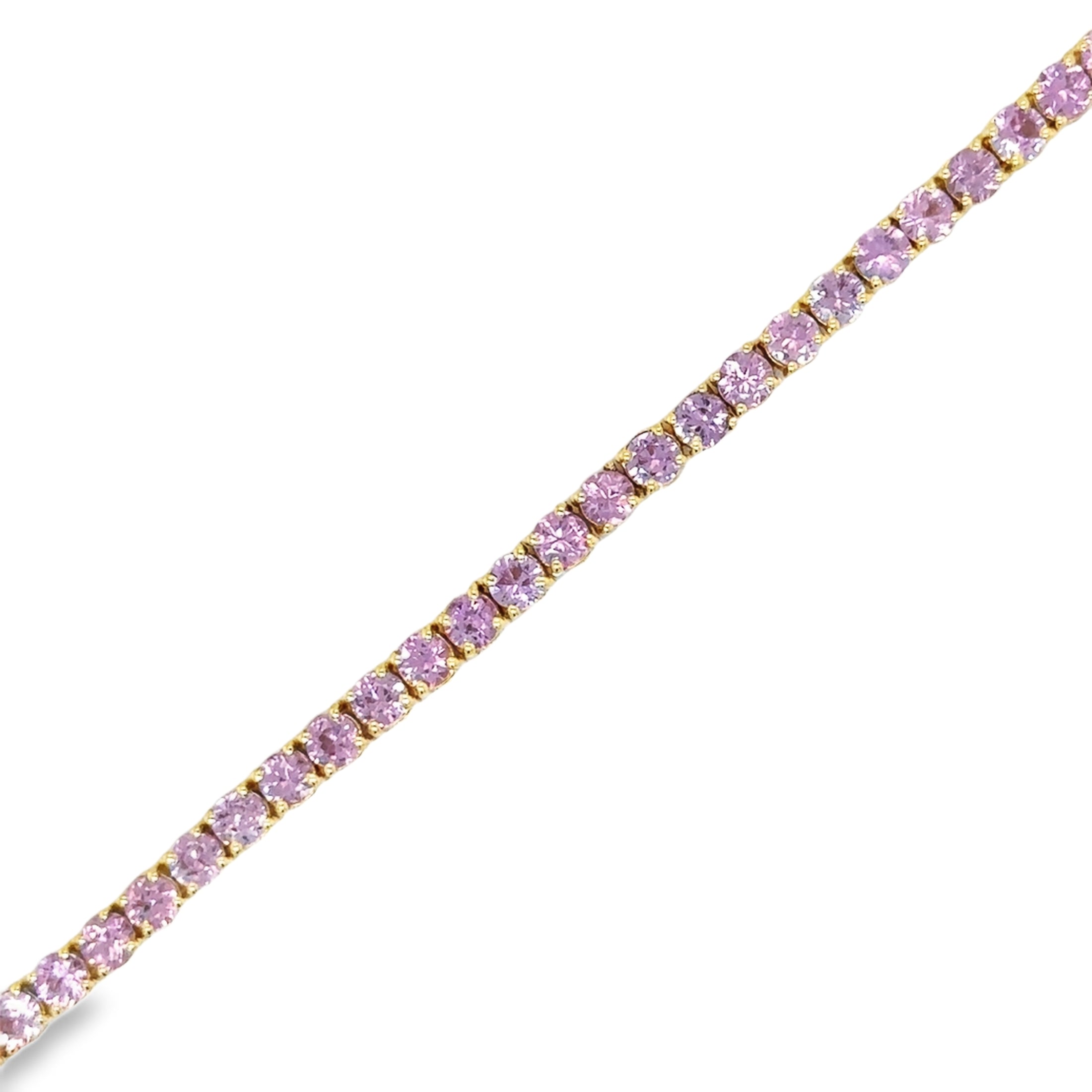 Pulsera De Zafiro Rosa De Oro Amarillo De 14 K De   5.60 TCW.