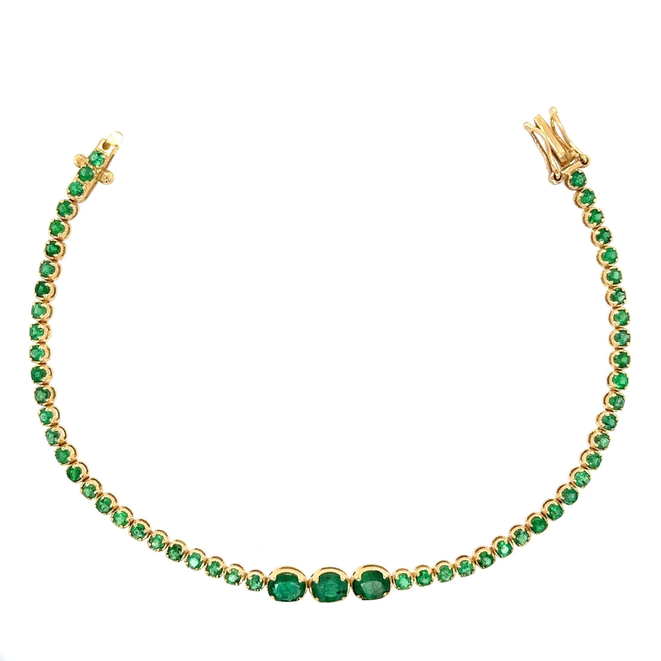14K Yellow Gold 3.3CT Emerald Tennis Bracelet