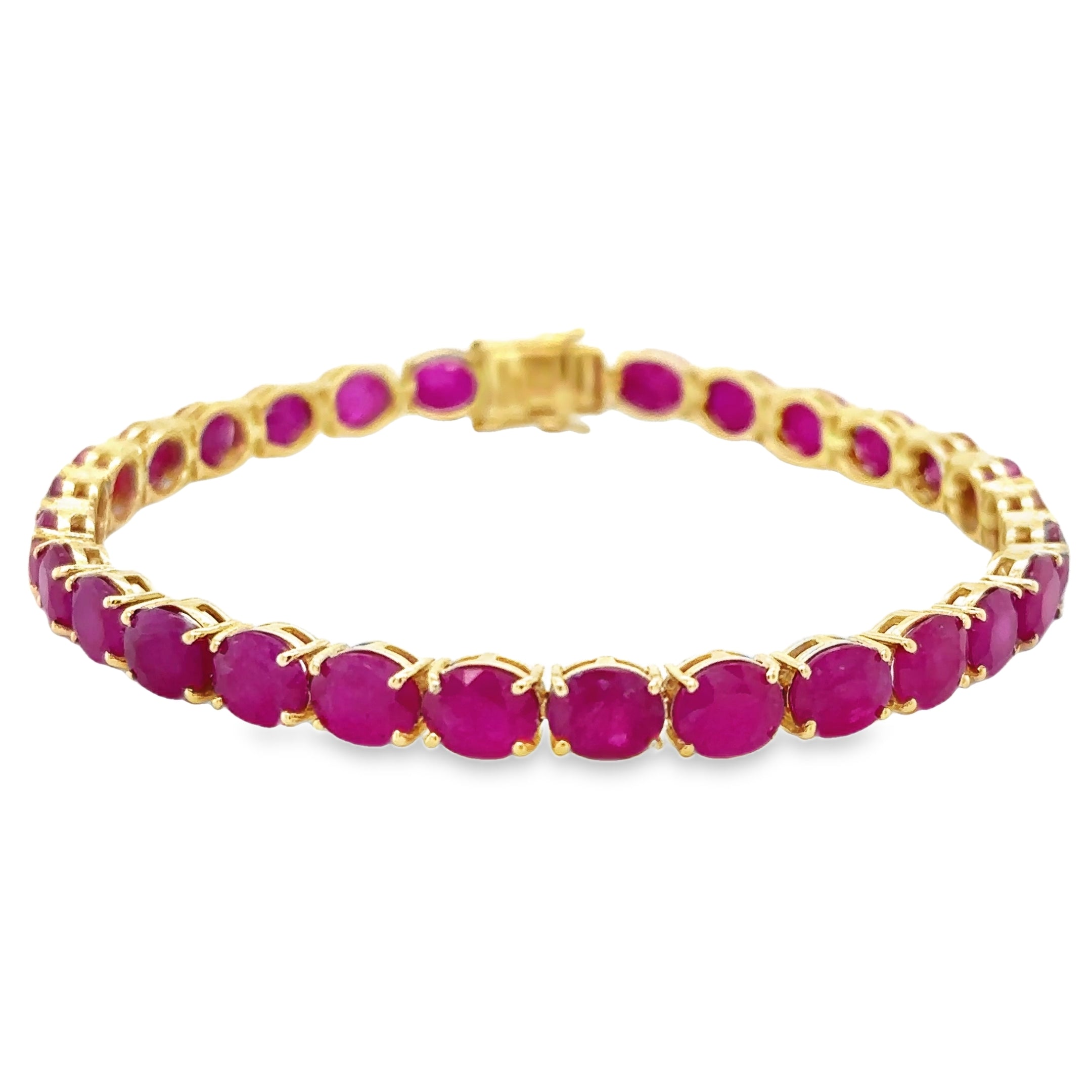 Pulsera Ovalada Rubí Oro Amarillo De 14Kt 21 Ct.
