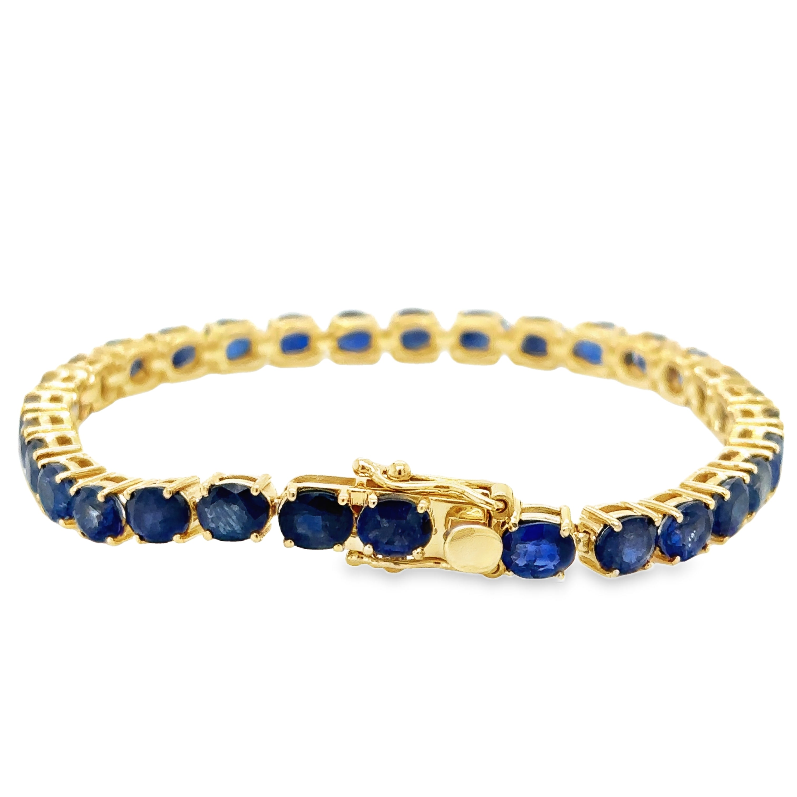 Pulsera De Zafiro De Oro Amarillo De 14Kt 15.55 Ct.