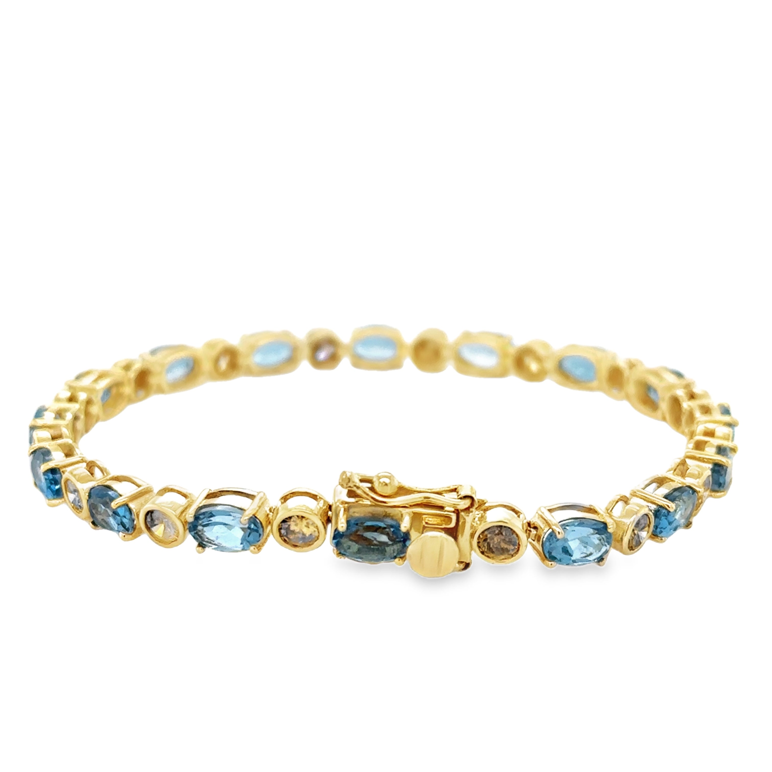 Pulsera De Diamantes De Topacio Y Chocolate En Oro Amarillo De 14 Kt 11.9 Ct.