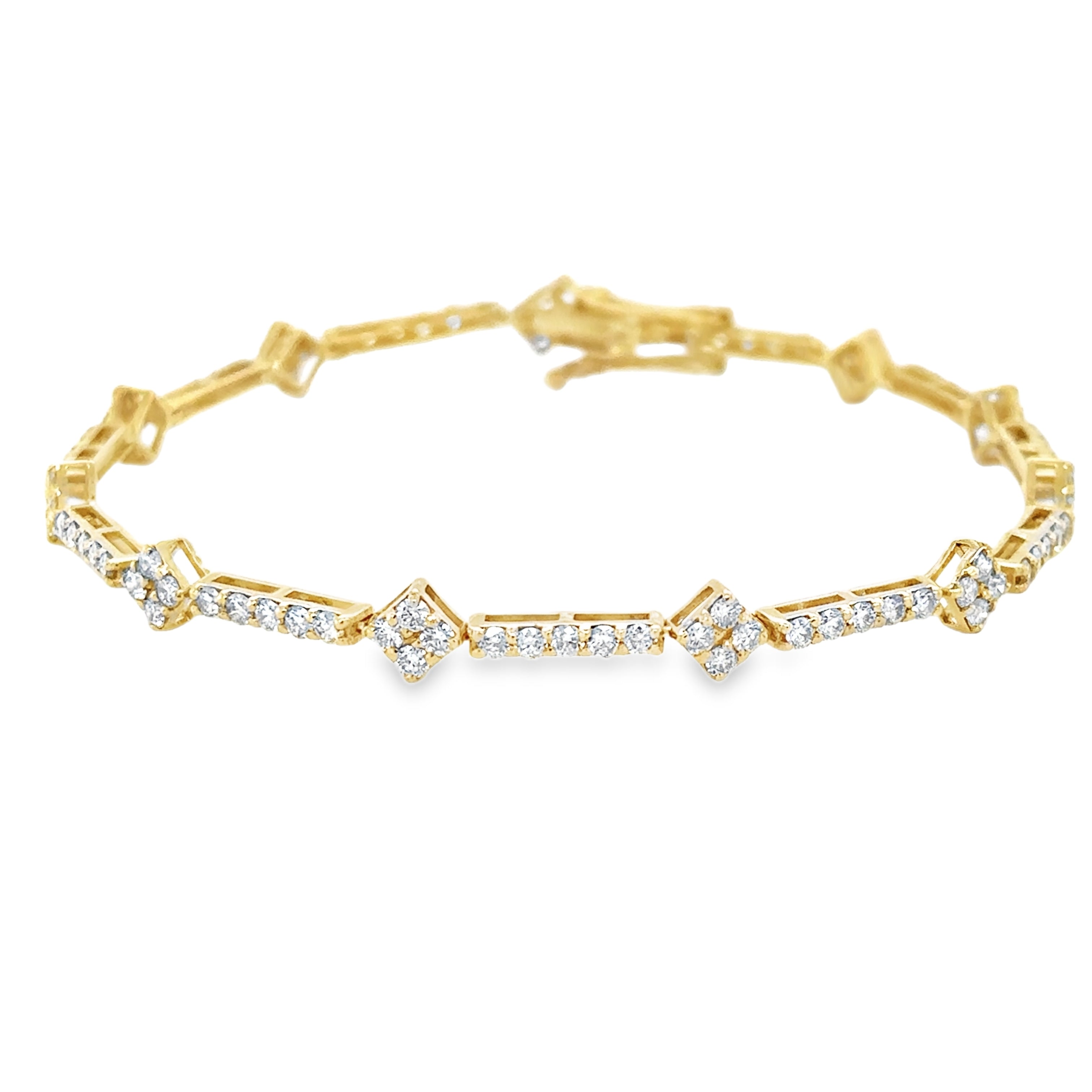 Pulsera De Diamantes En Oro Amarillo De 14 K 2.5 Ct.