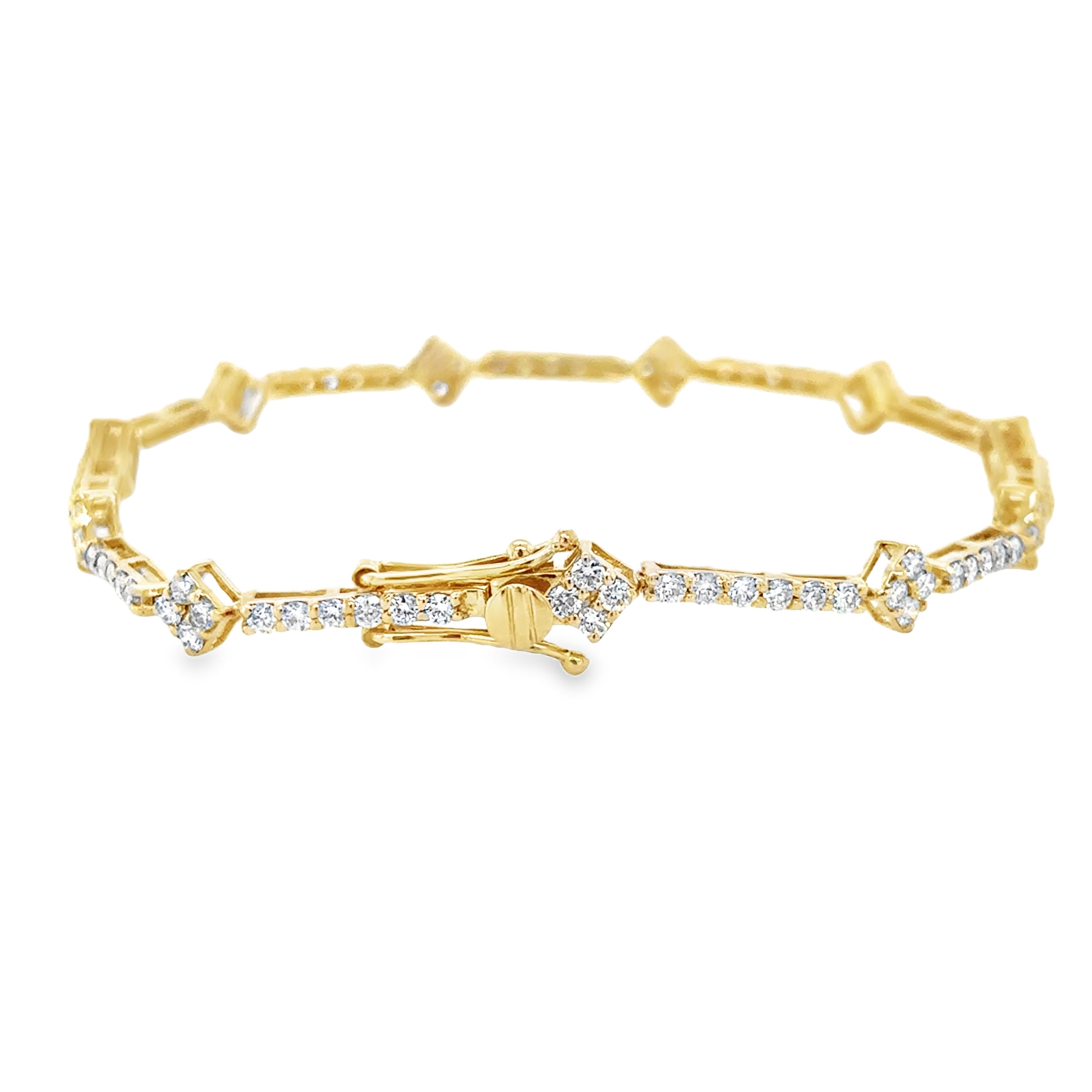 Pulsera De Diamantes En Oro Amarillo De 14 K 2.5 Ct.