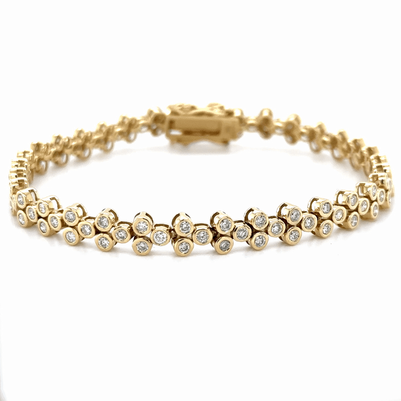 Pulsera De Diamantes En Oro Amarillo De 14K 2.5 Ct.