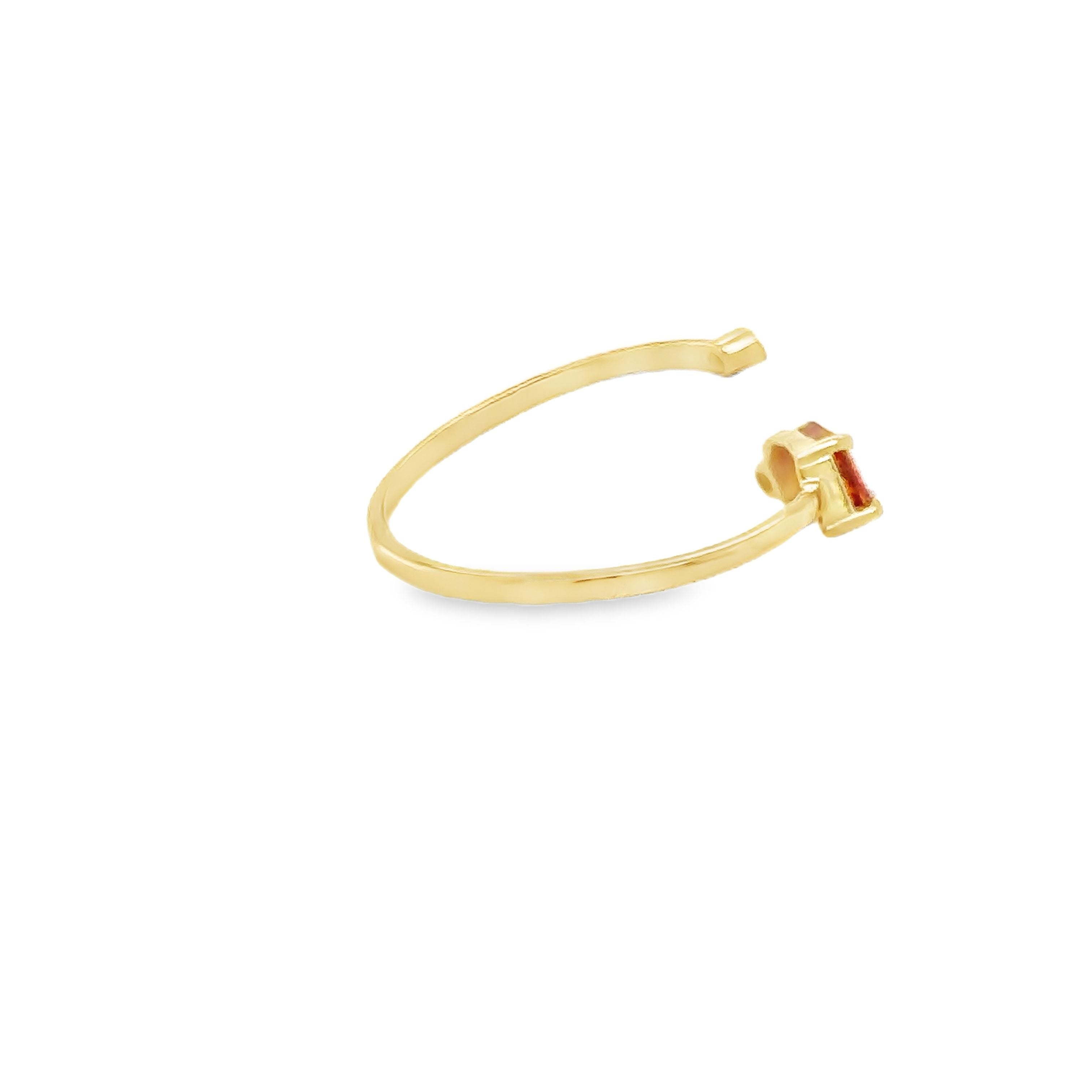 Anillo De Oro Amarillo De 14 Quilates Zafiro Naranja Y Diamantes 0.75 Ct.