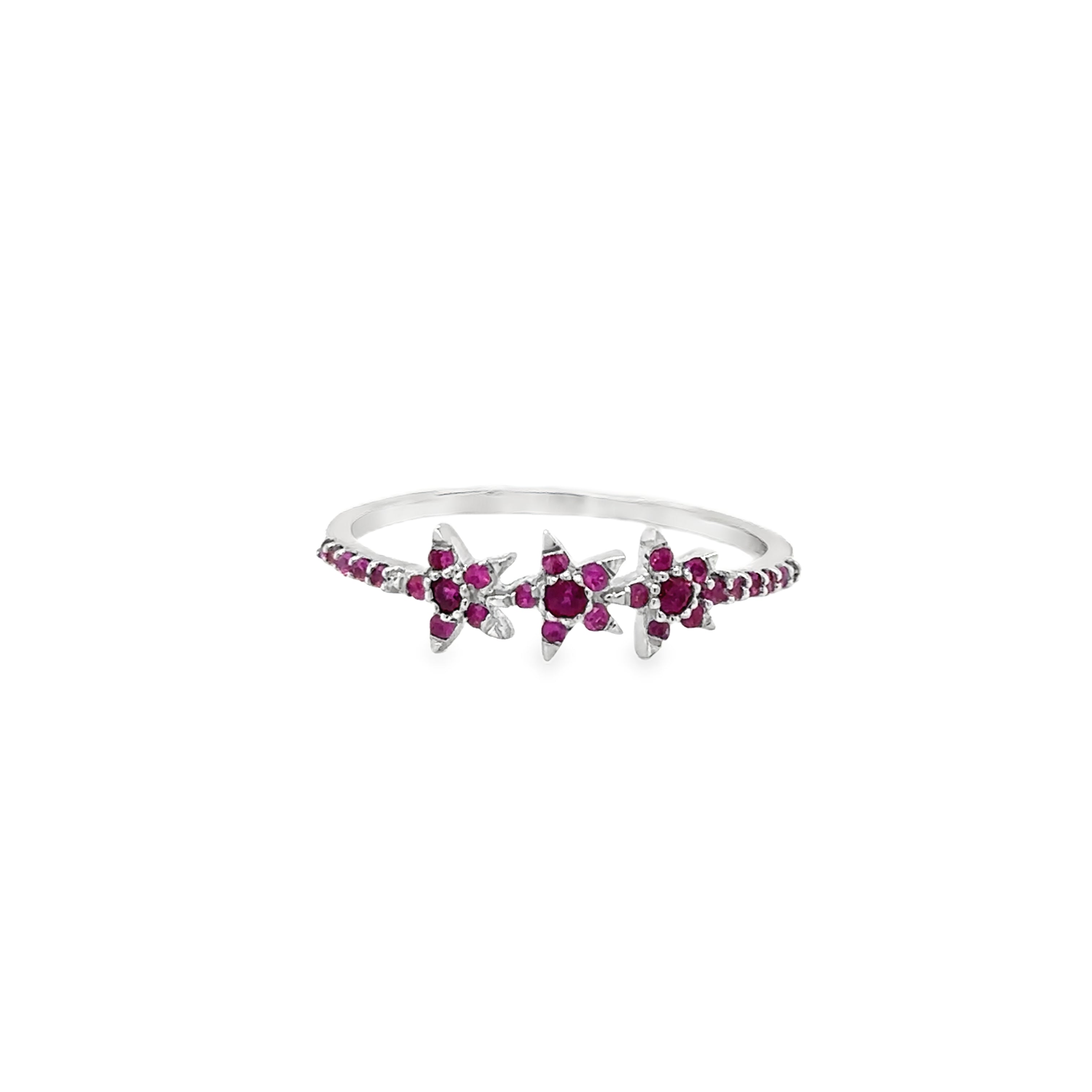 Anillo Rubí Oro Blanco De 14Kt 0.25 Ct.