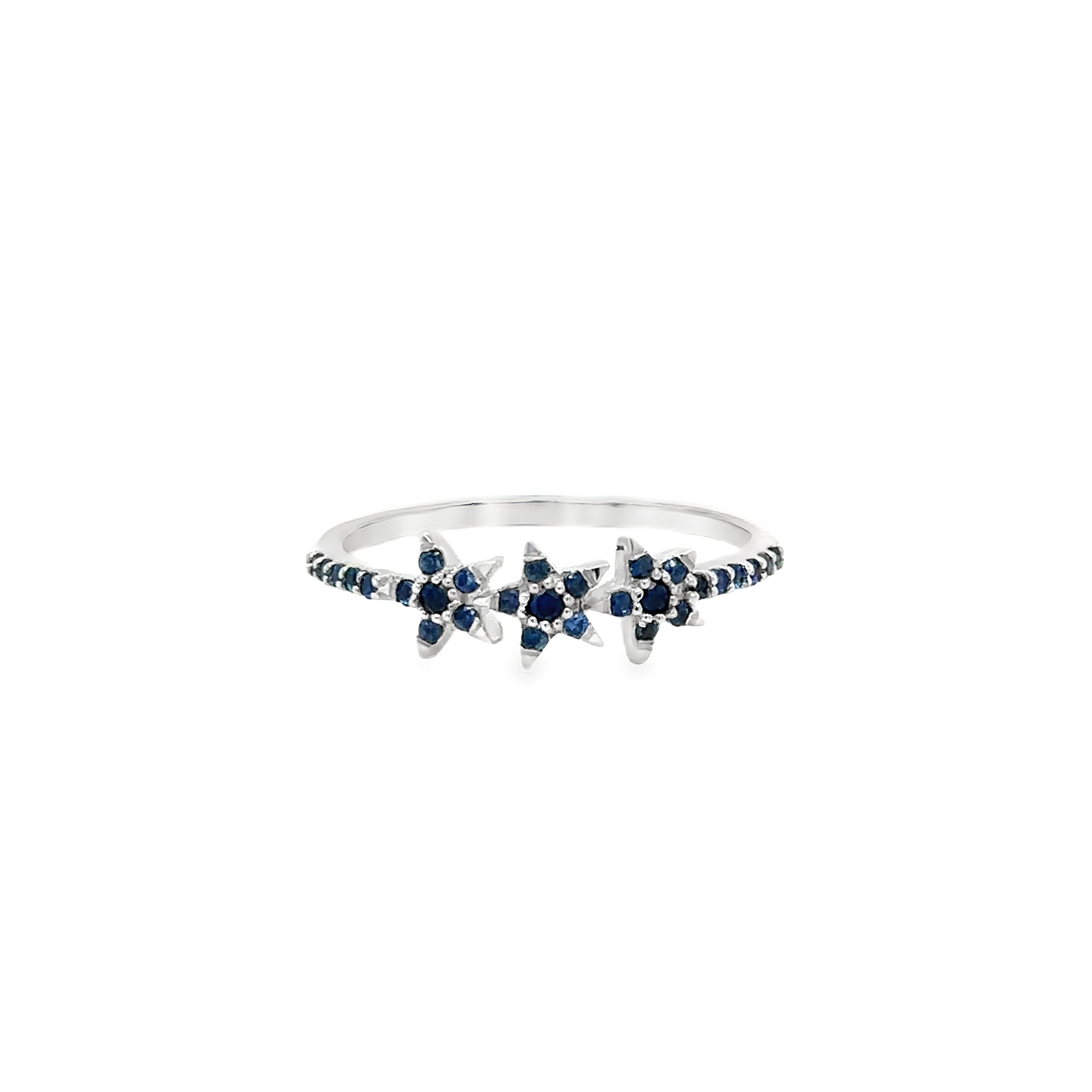 Anillo De Zafiro De Oro Blanco De 14 Kt 0.25 Ct.