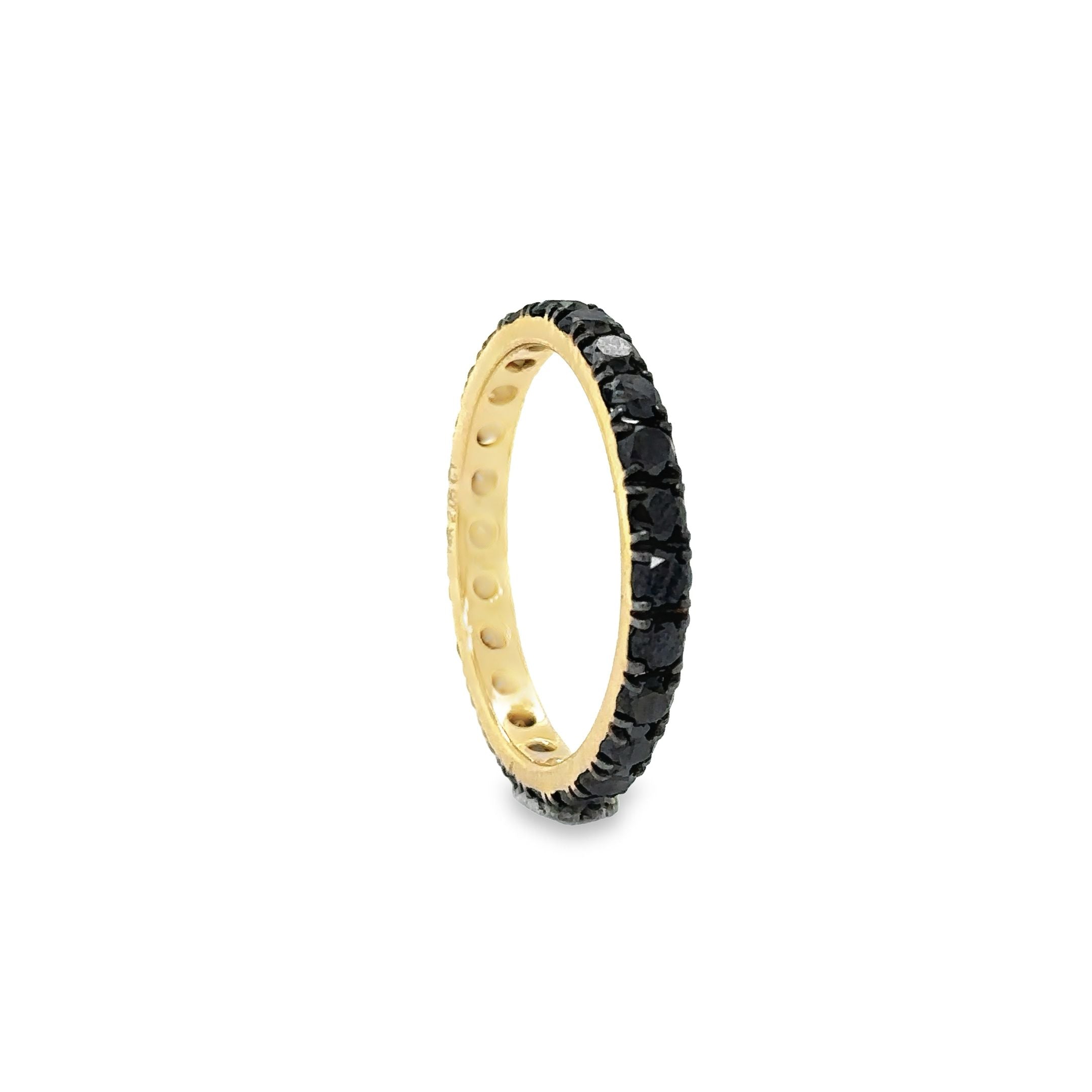 Anillo Eternity De Oro Amarillo De 14 K Y Diamantes Negros 