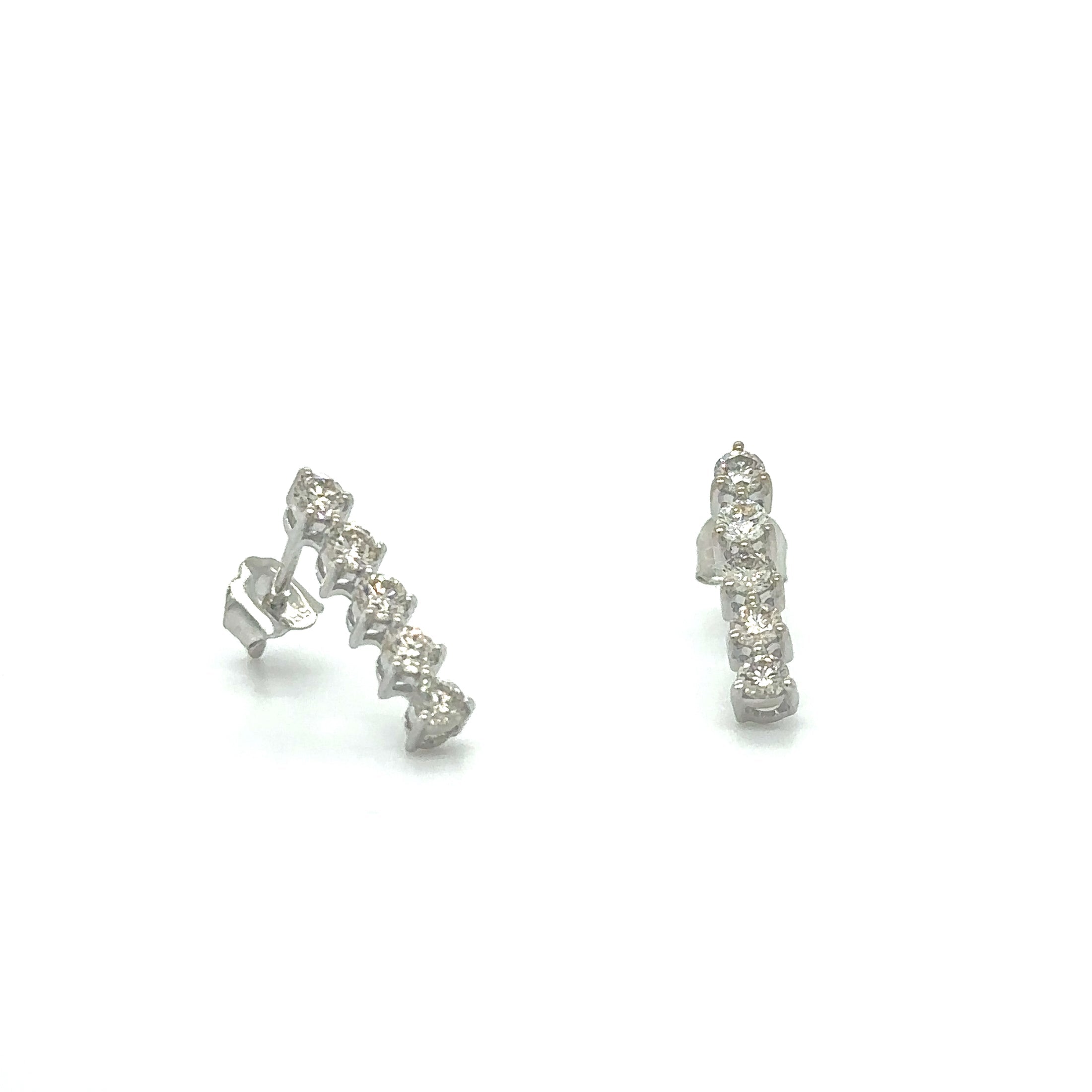 14Kt White Gold Bar Earring with Diamonds, 0.53 CT