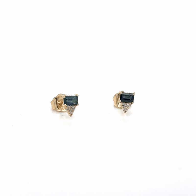 Pendientes De Zafiro Y Diamantes En Oro Amarillo De 14K 0.34 TCW.