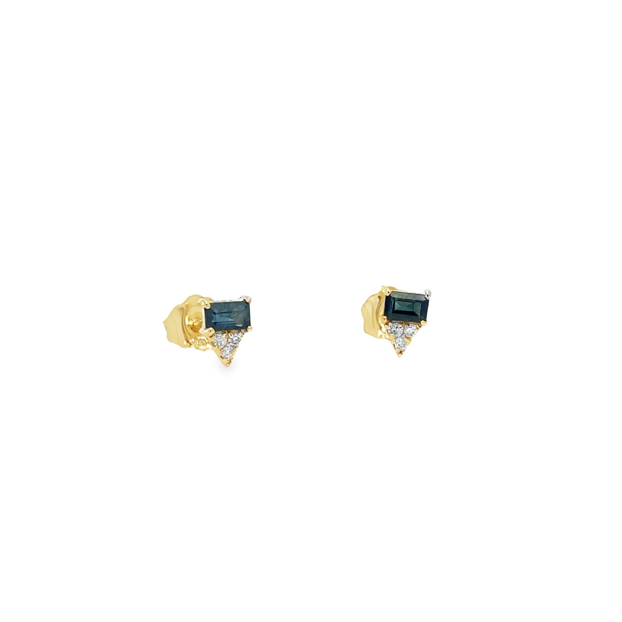 Pendientes De Zafiro Y Diamantes En Oro Amarillo De 14K 0.34 TCW.