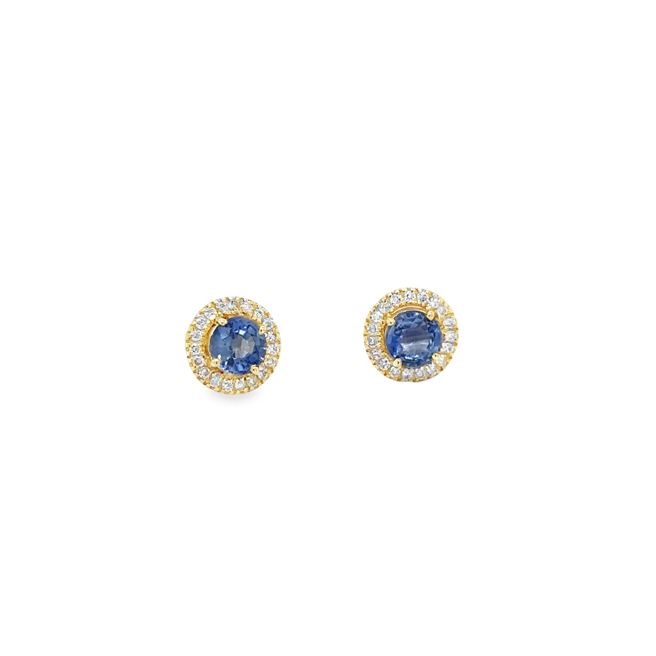 14Kt Yellow Gold Sapphire and Diamond Earrings, 0.93 CT