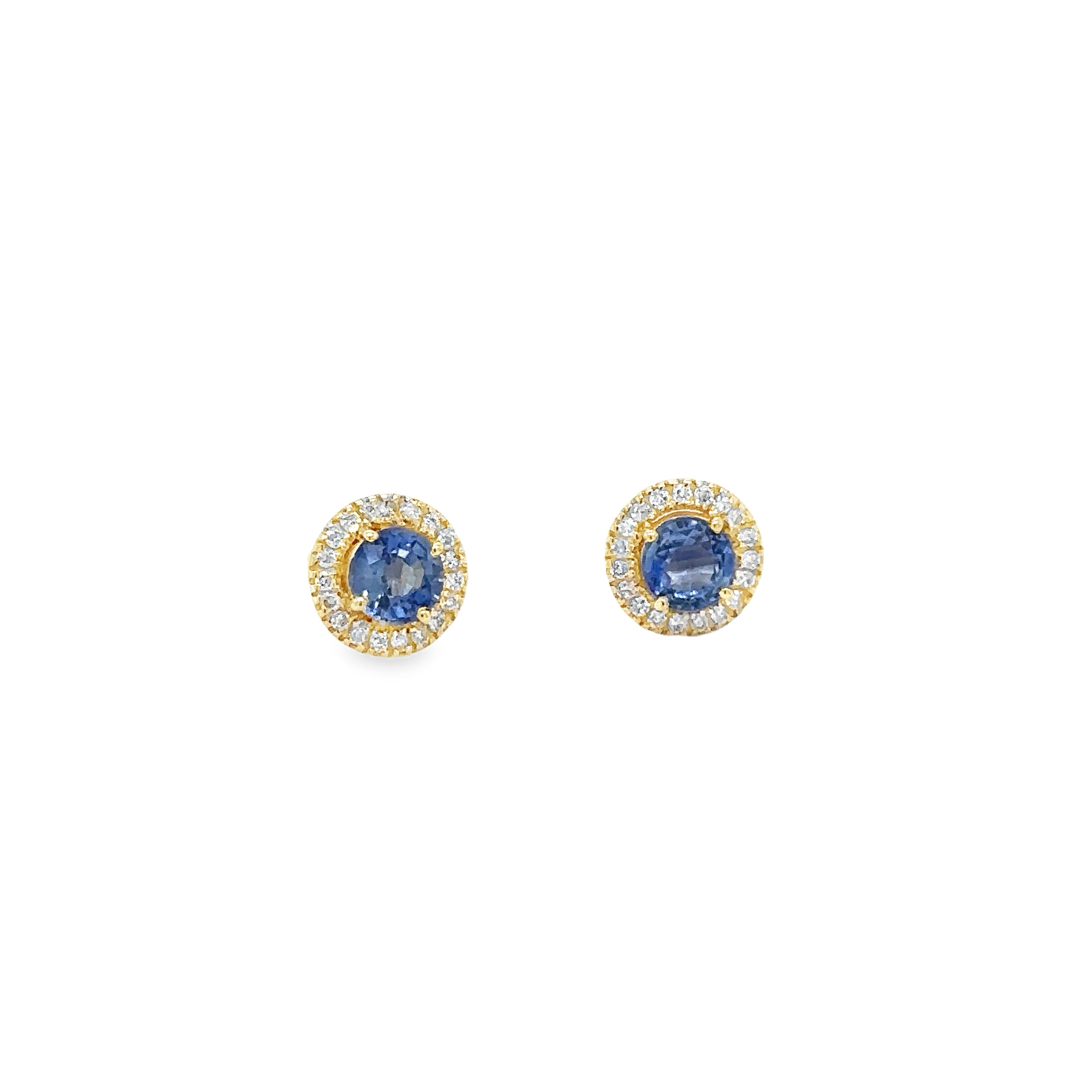 Pendiente De Zafiro Y Diamantes En Oro Amarillo De 14K 0.93 Ct.