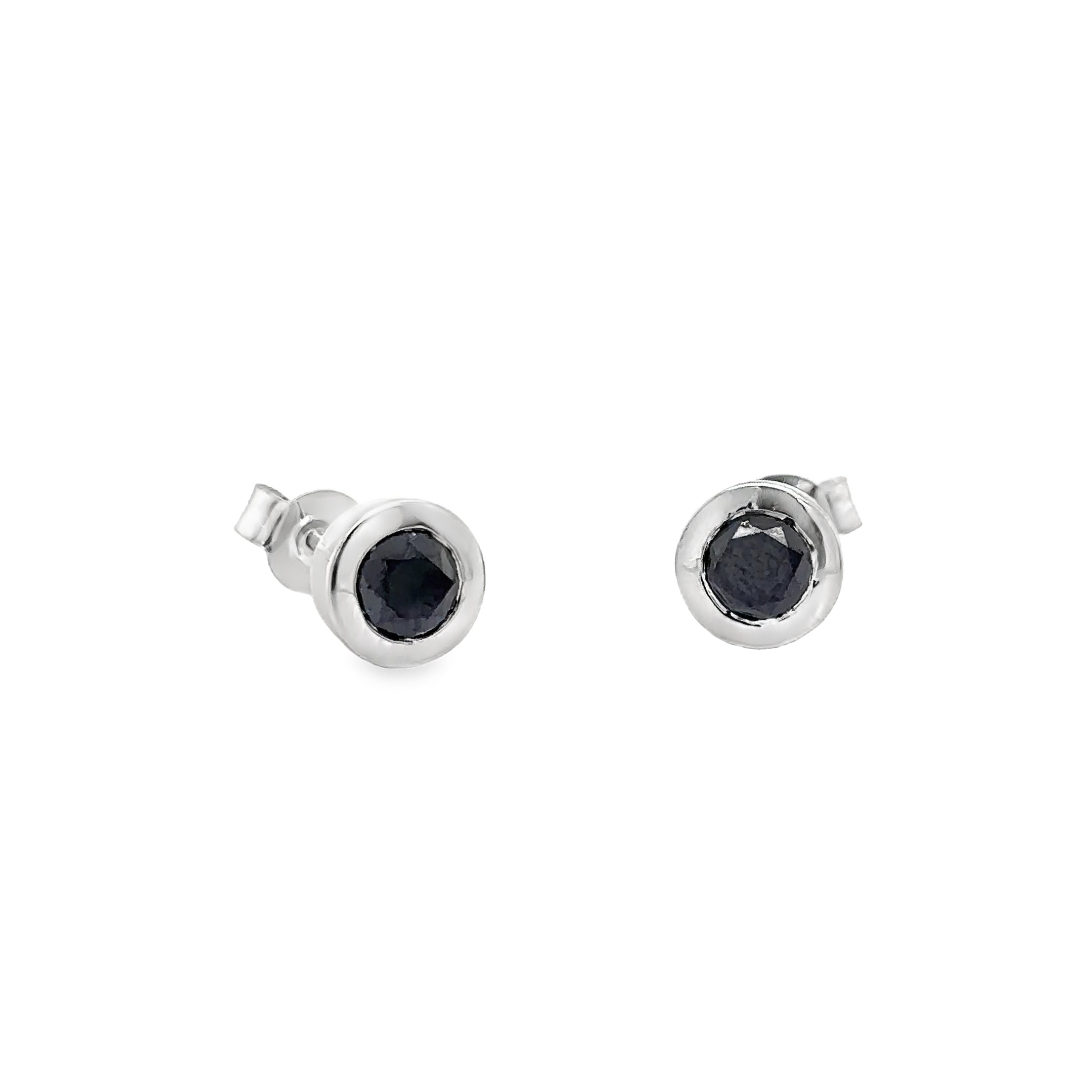 Pendientes De Bisel De Diamantes Negros De Oro Blanco De 14Kt 1.4 Ct.
