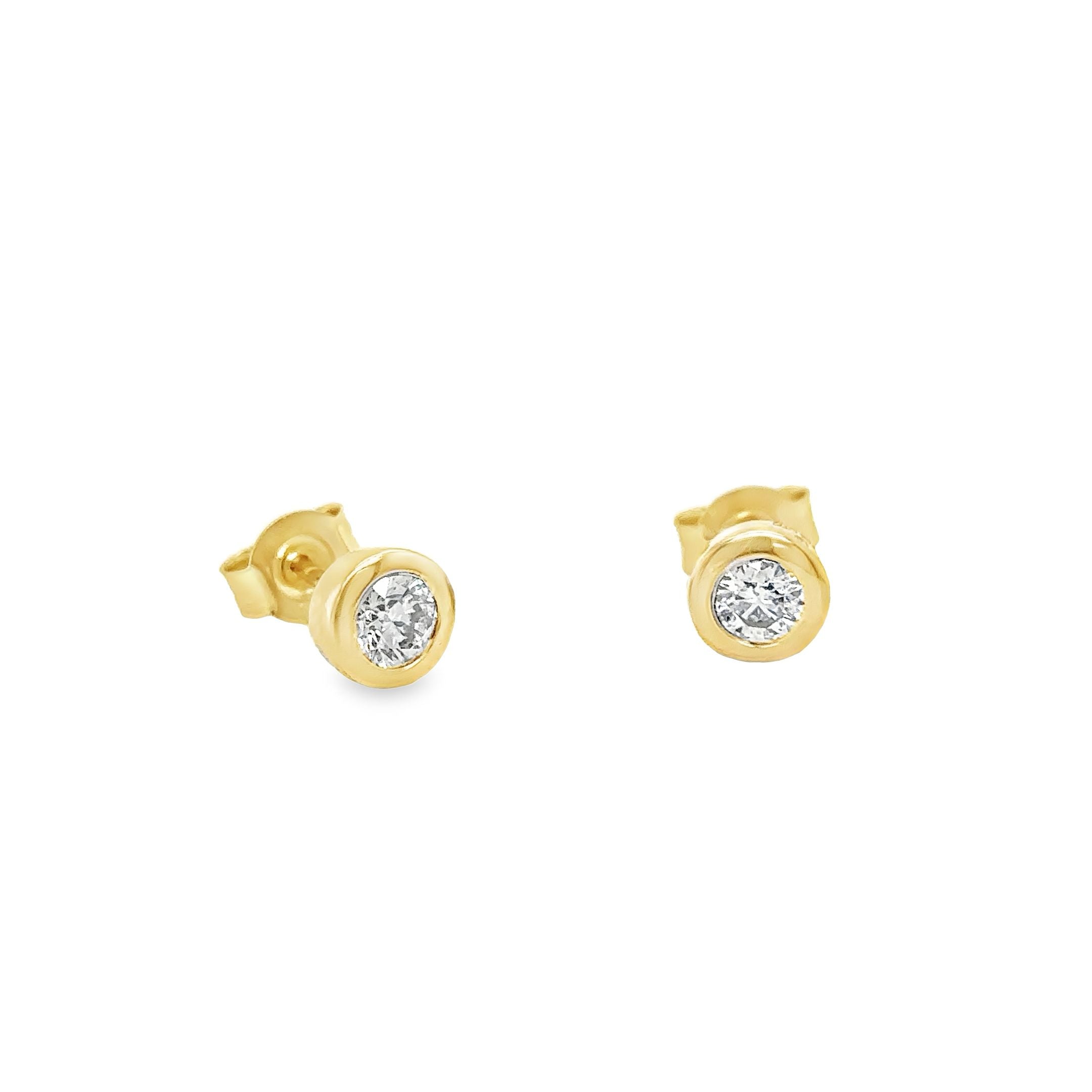 Diamond Bezel Earrings in 14Kt Yellow Gold, 0.54 CT