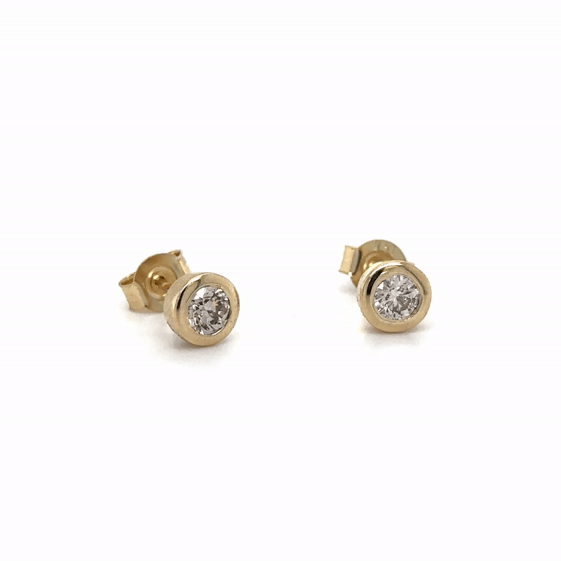 Diamond Bezel Earrings in 14Kt Yellow Gold, 0.54 CT