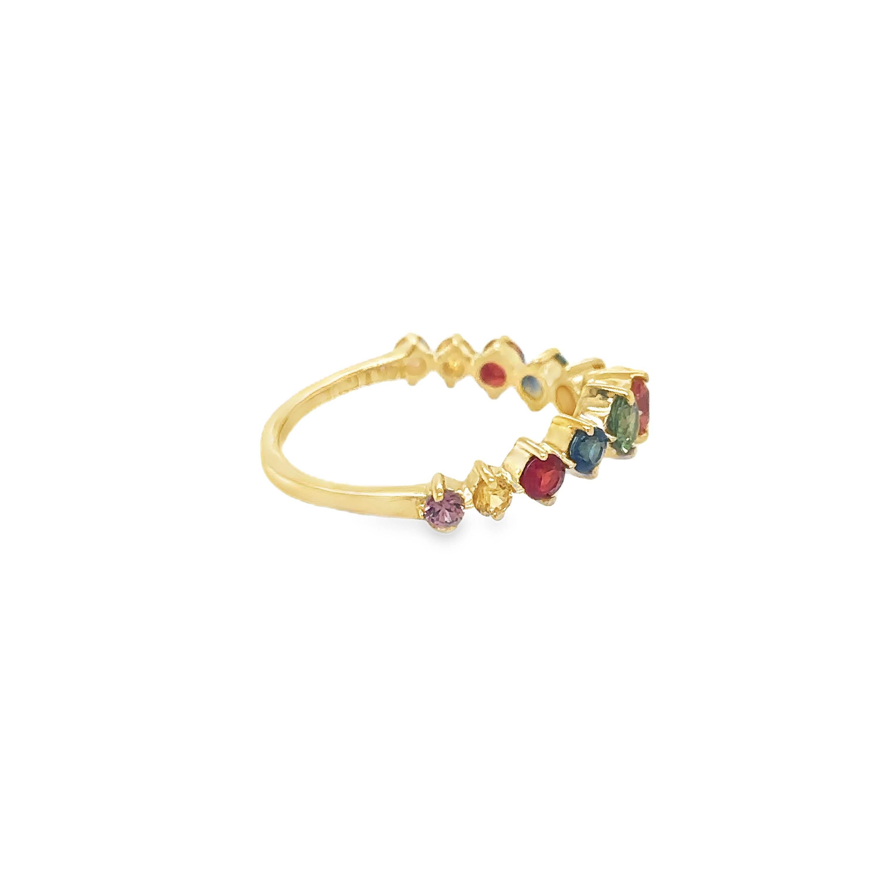 Anillo De Zafiro Multicolor Oro Amarillo De 14Kt 1.1 Ct.