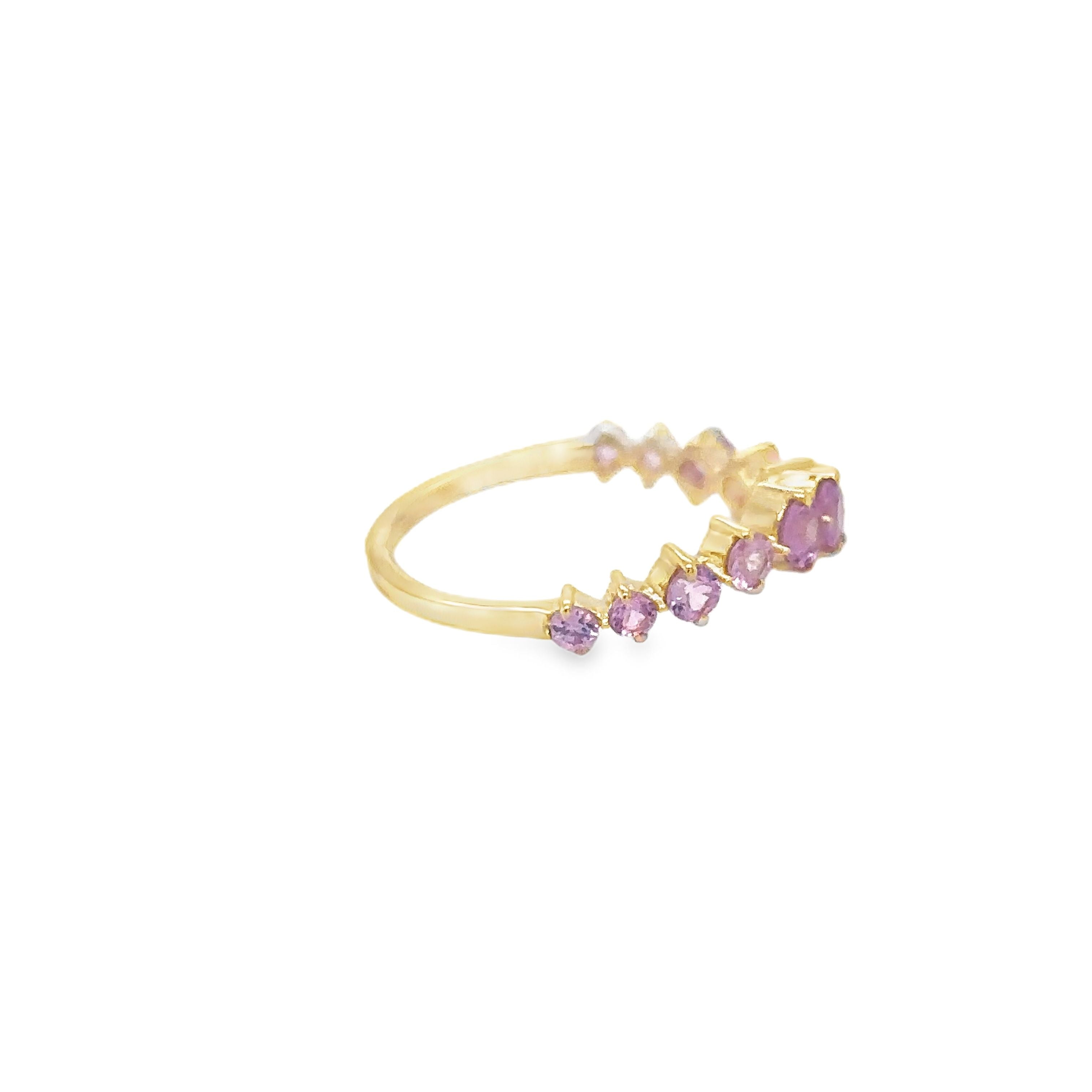 Anillo De Oro Amarillo De 14 Quilates Zafiro Rosa 1.1 Ct.