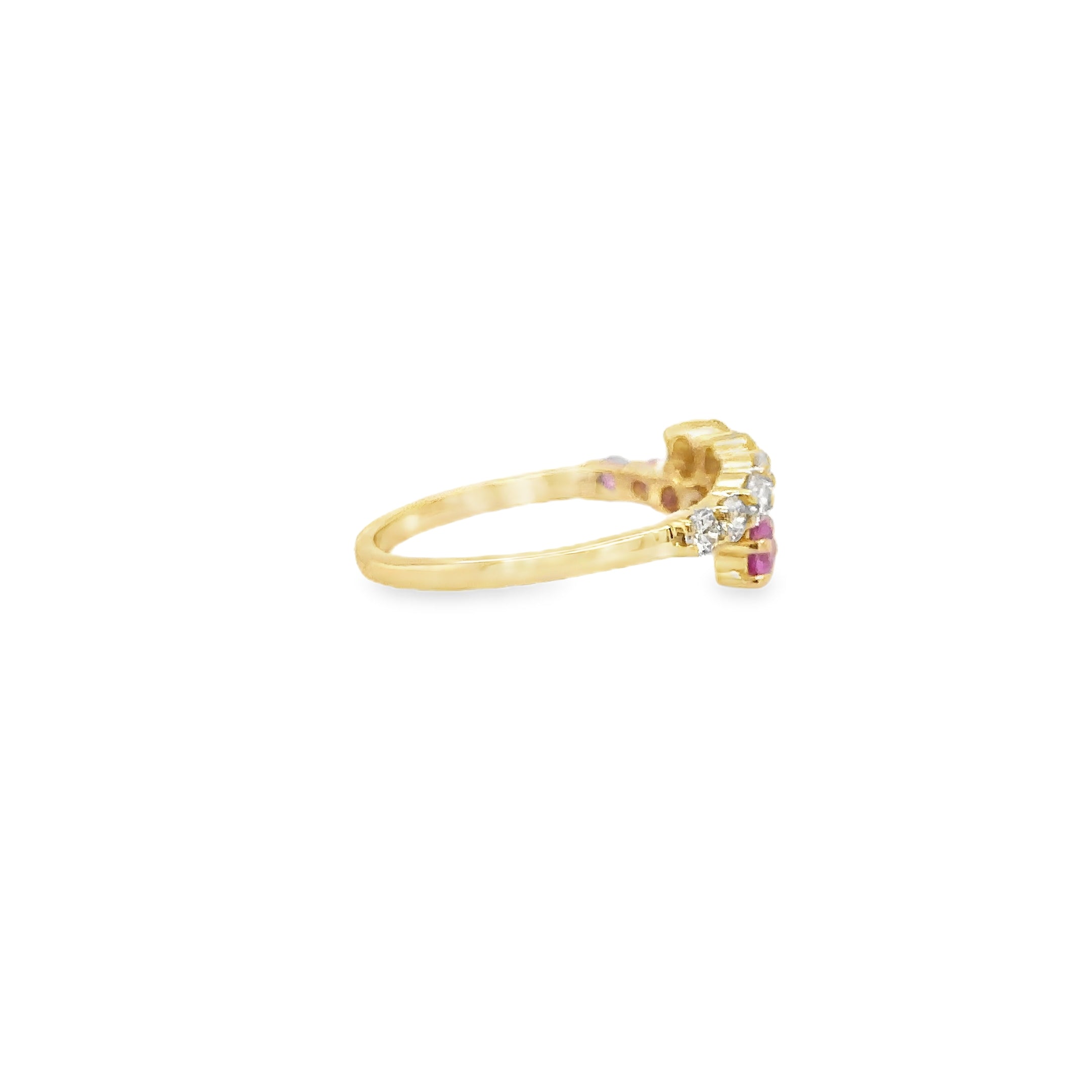 Anillo Oro Amarillo De 14 Quilates Zafiro Rosa Y Diamantes 1 Ct.