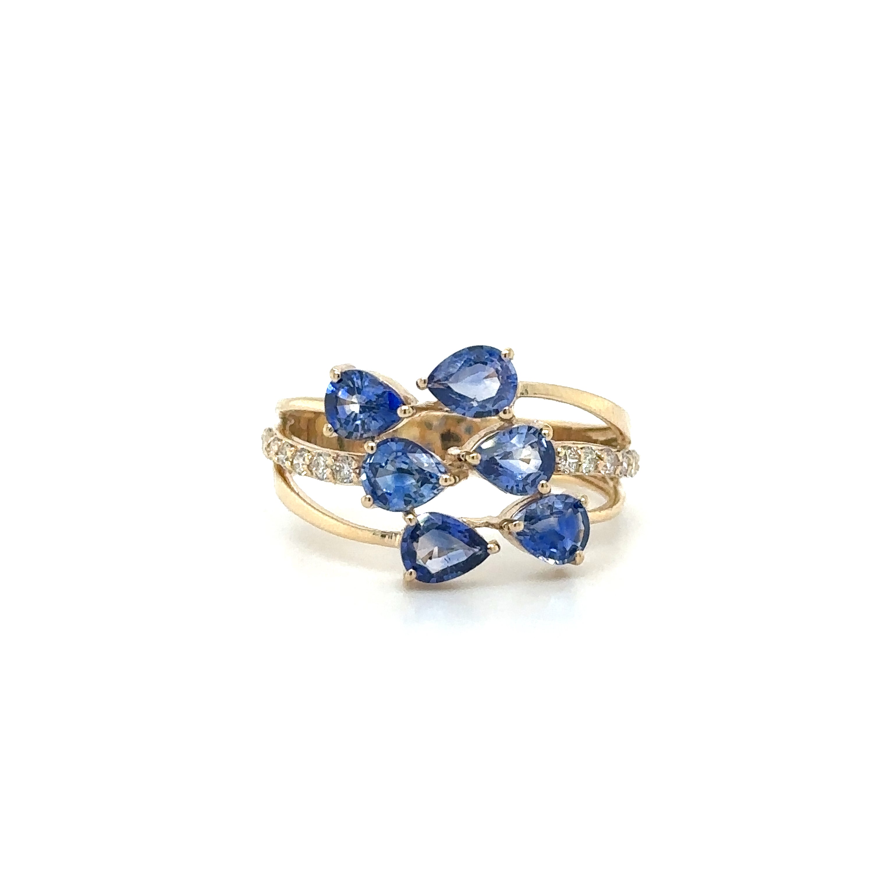 Anillo De Oro Amarillo Y Diamantes De Zafiro 2.46 Ct.
