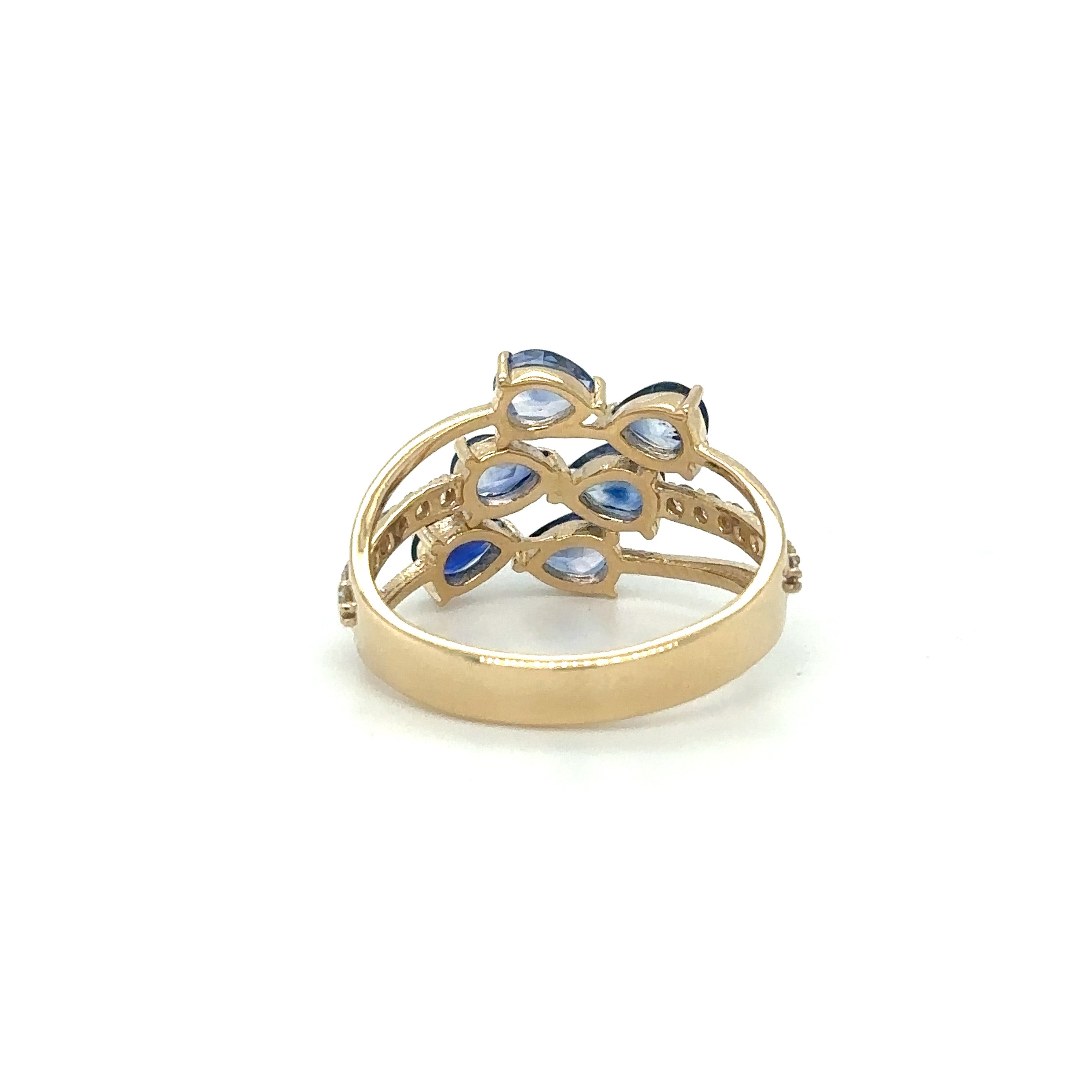 Anillo De Oro Amarillo Y Diamantes De Zafiro 2.46 Ct.