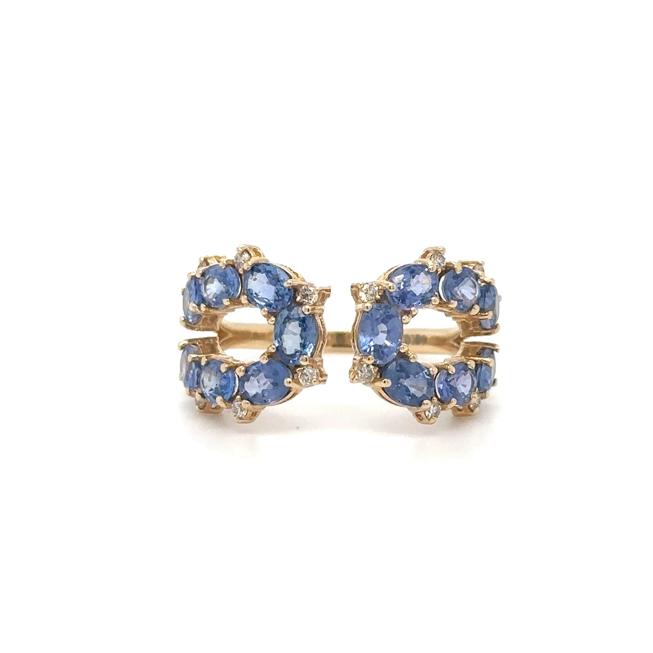 Anillo De Oro Amarillo De 14K Con Zafiro Y Diamantes 3.25 TCW.