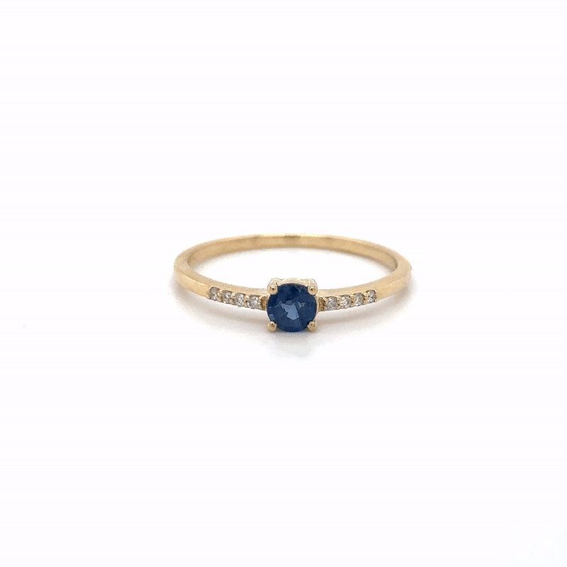 Anillo De Oro Amarillo De 14 Quilates Con Diamantes Y Zafiros 0.4 Ct.