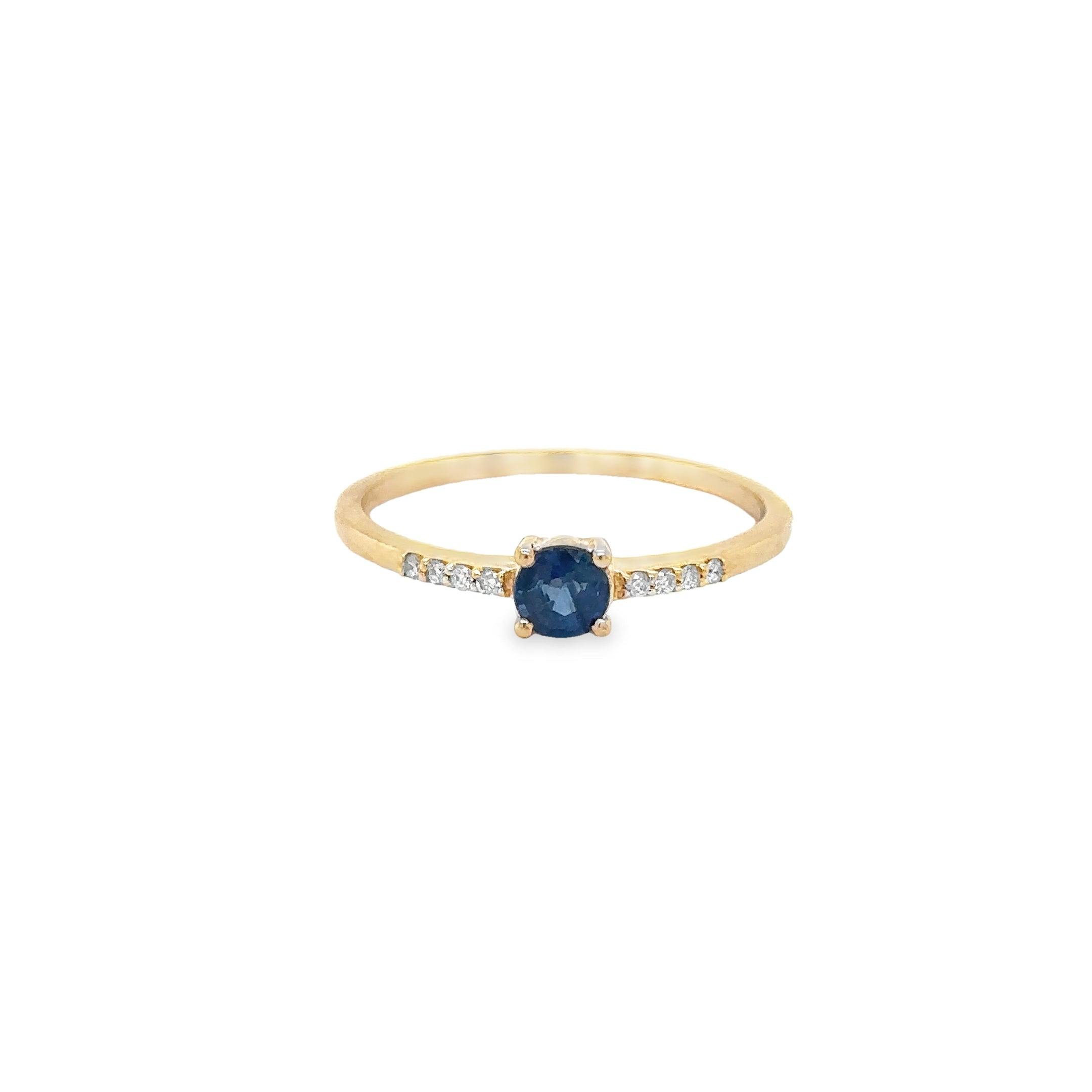 Anillo De Oro Amarillo De 14 Quilates Con Diamantes Y Zafiros 0.4 Ct.