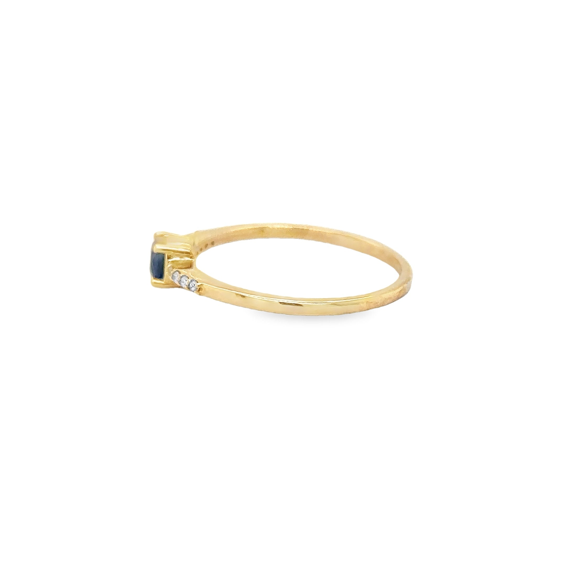 Anillo De Oro Amarillo De 14 Quilates Con Diamantes Y Zafiros 0.4 Ct.