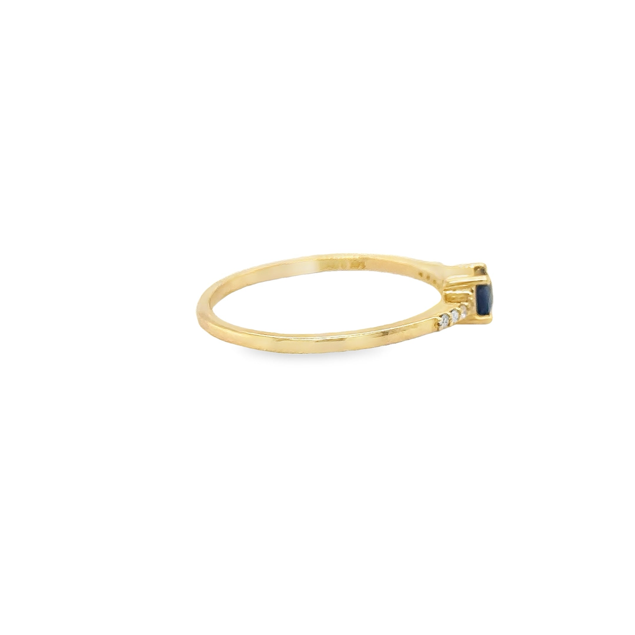 Anillo De Oro Amarillo De 14 Quilates Con Diamantes Y Zafiros 0.4 Ct.