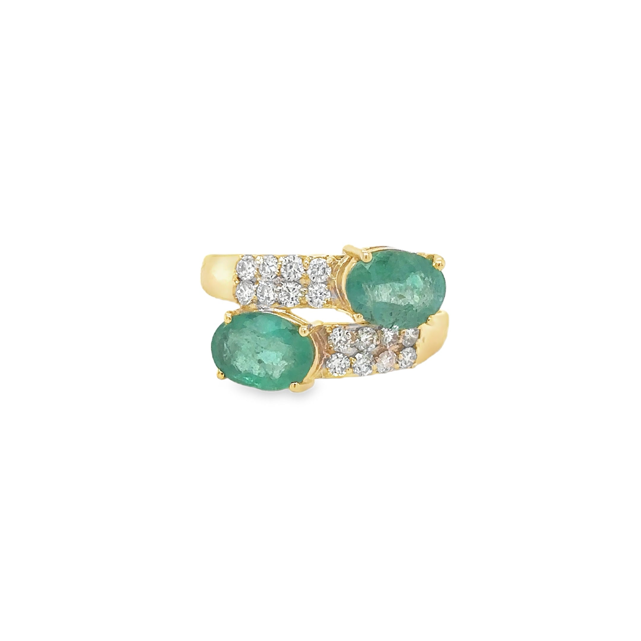 Anillo De Esmeralda Y Diamantes En Oro Amarillo De 14 Kt, 2.39 CT