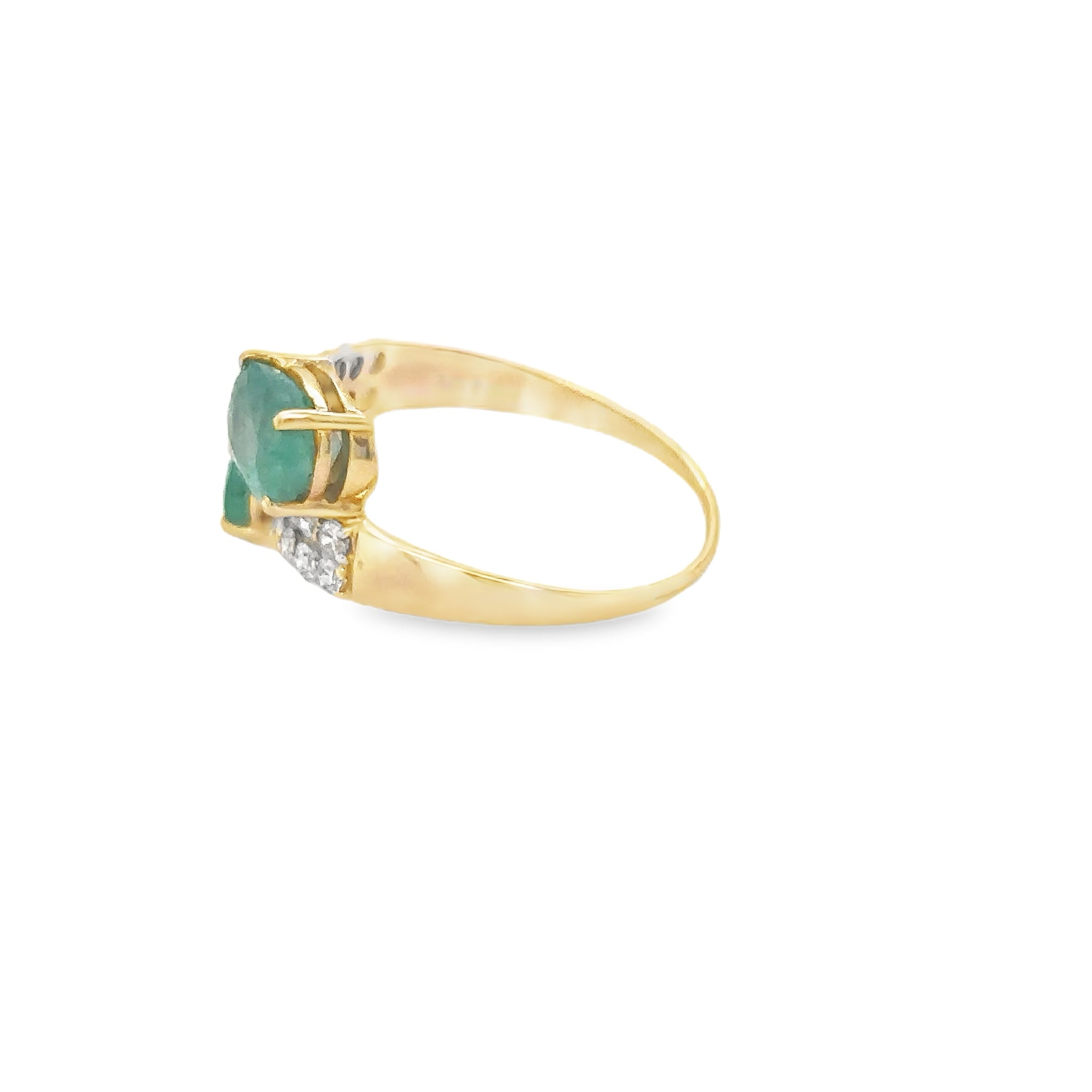 Anillo De Esmeralda Y Diamantes En Oro Amarillo De 14 Kt, 2.39 CT