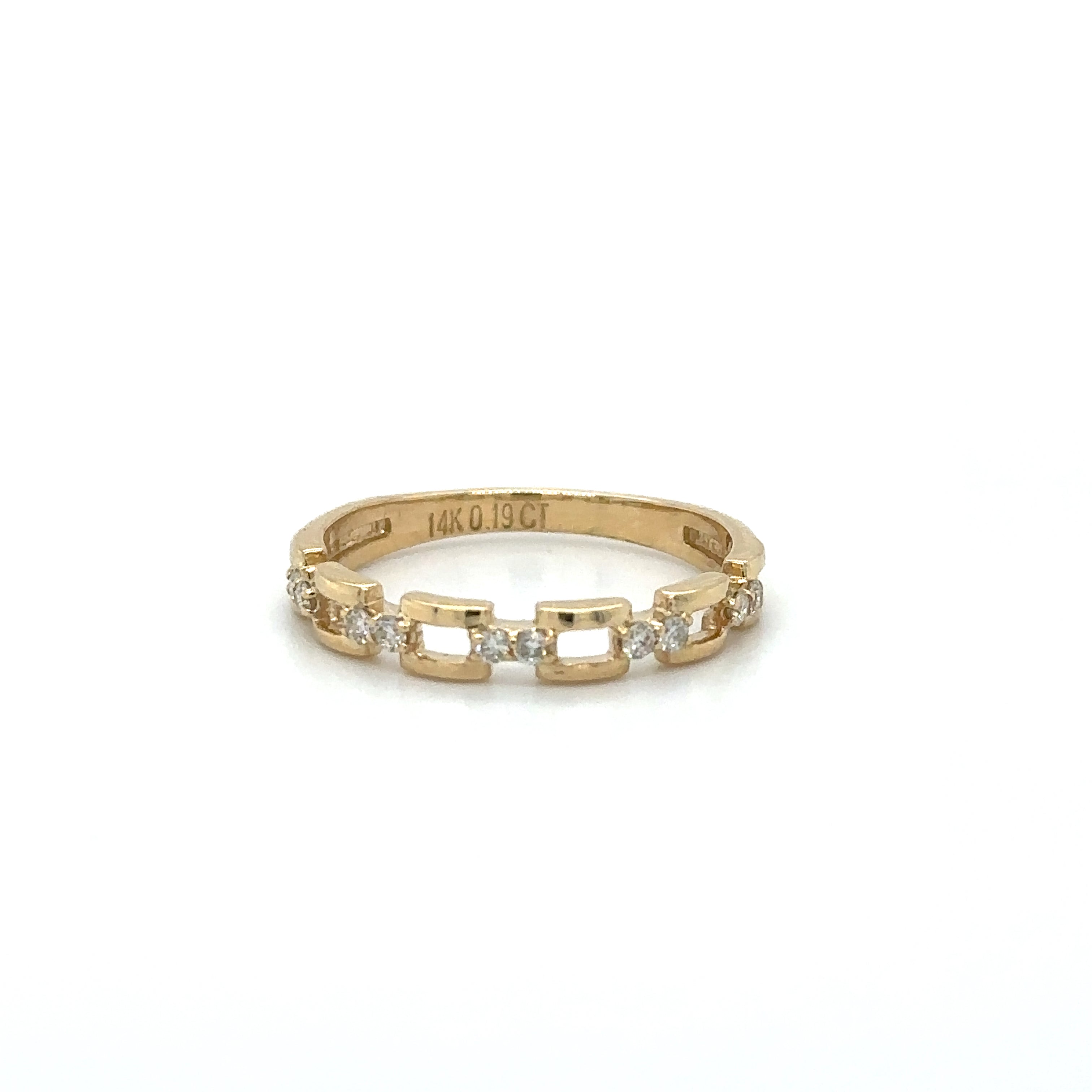 Anillo De Cadena De Oro Amarillo Con Diamantes 0.19 Ct.