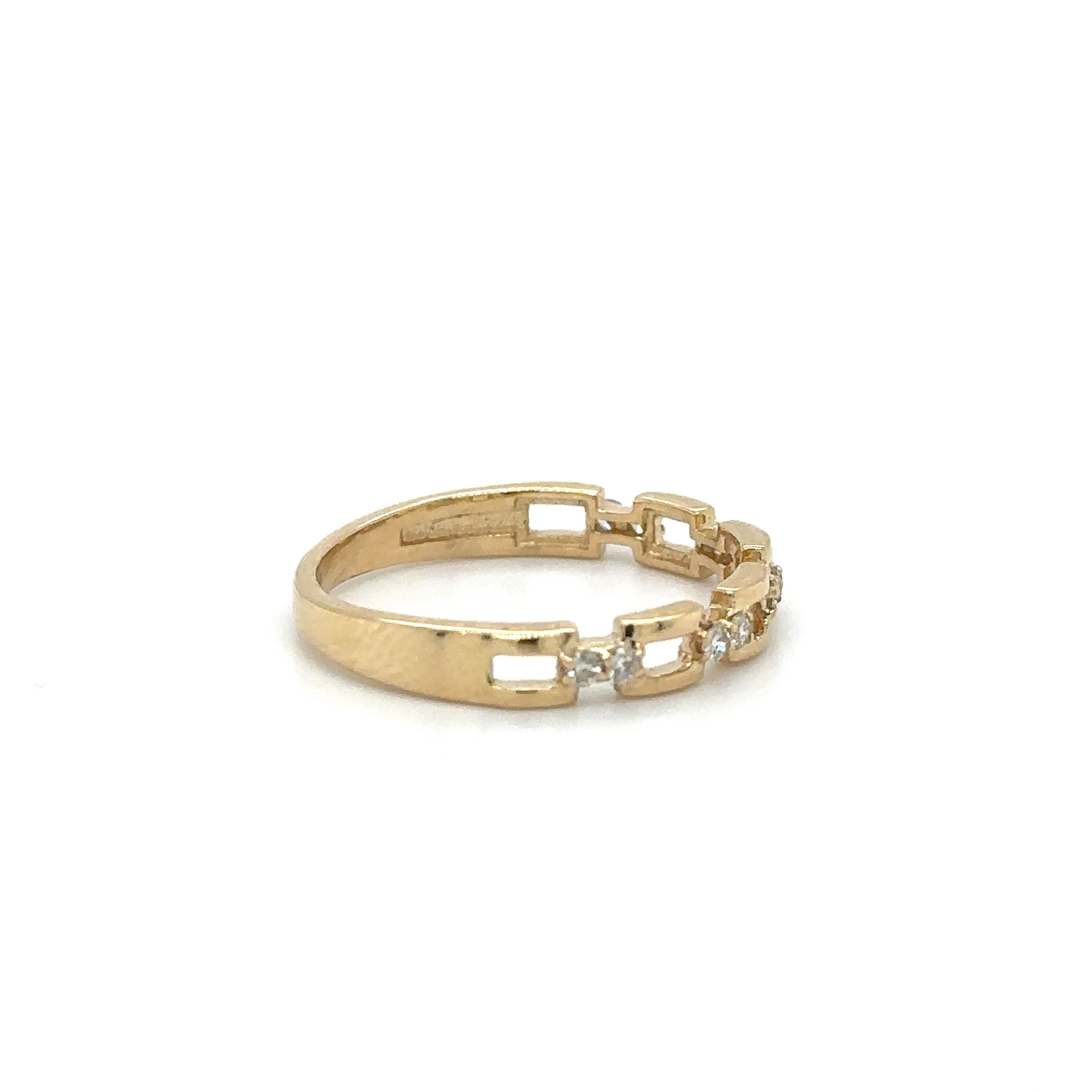Anillo De Cadena De Oro Amarillo Con Diamantes 0.19 Ct.