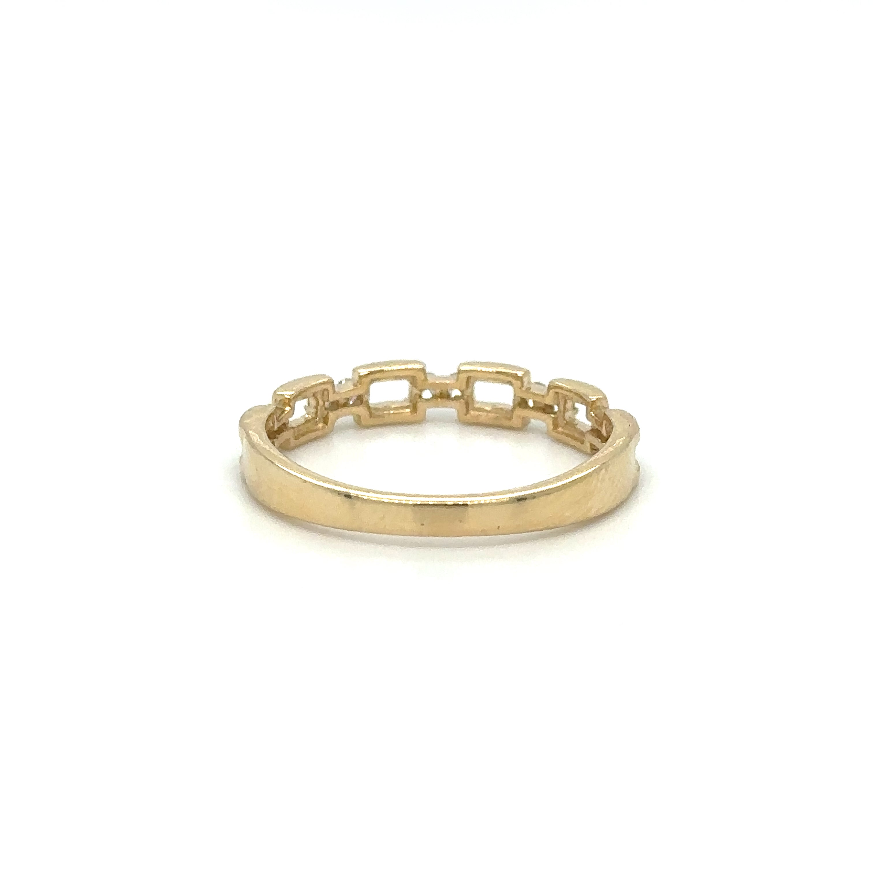 Anillo De Cadena De Oro Amarillo Con Diamantes 0.19 Ct.