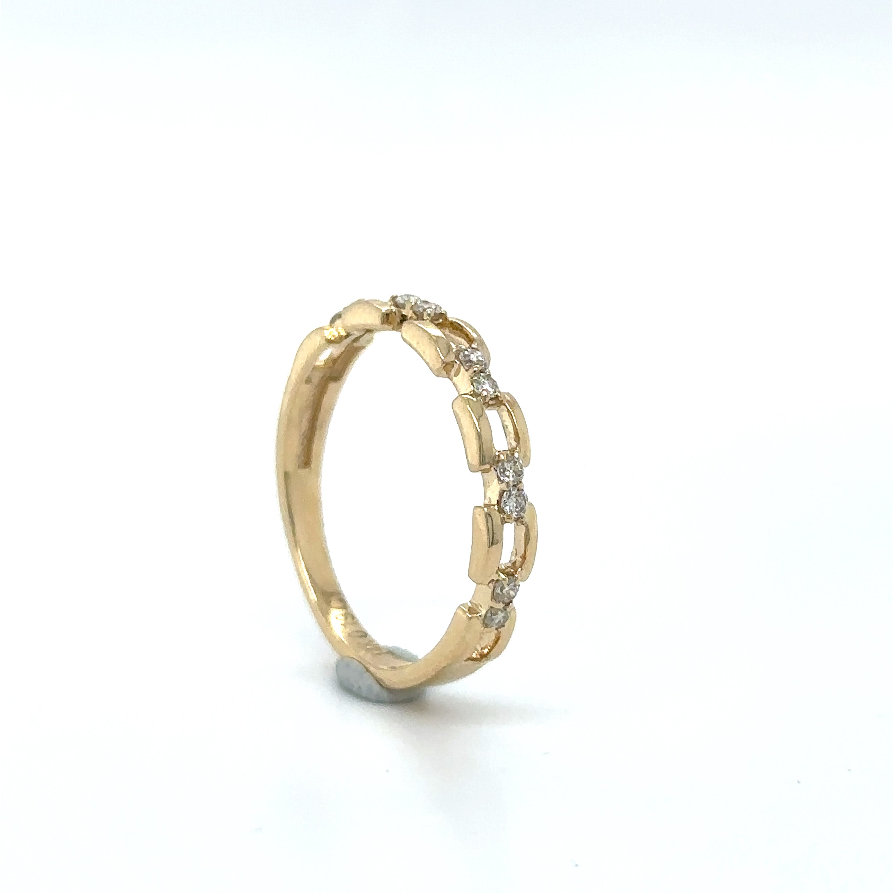 Anillo De Cadena De Oro Amarillo Con Diamantes 0.19 Ct.