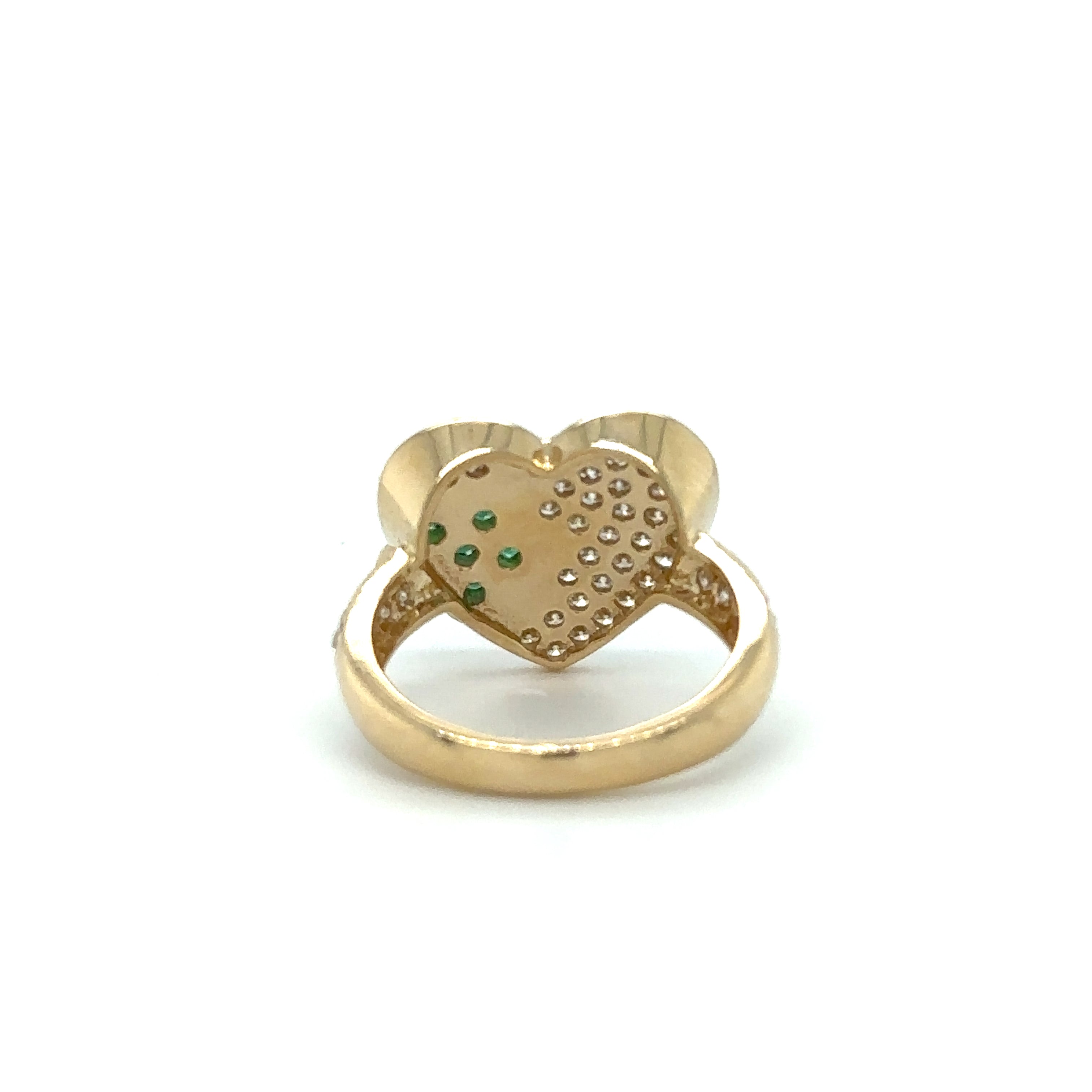 Anillo Corazón De Oro Amarillo Con Esmeralda Y Diamantes 1.16 Ct.