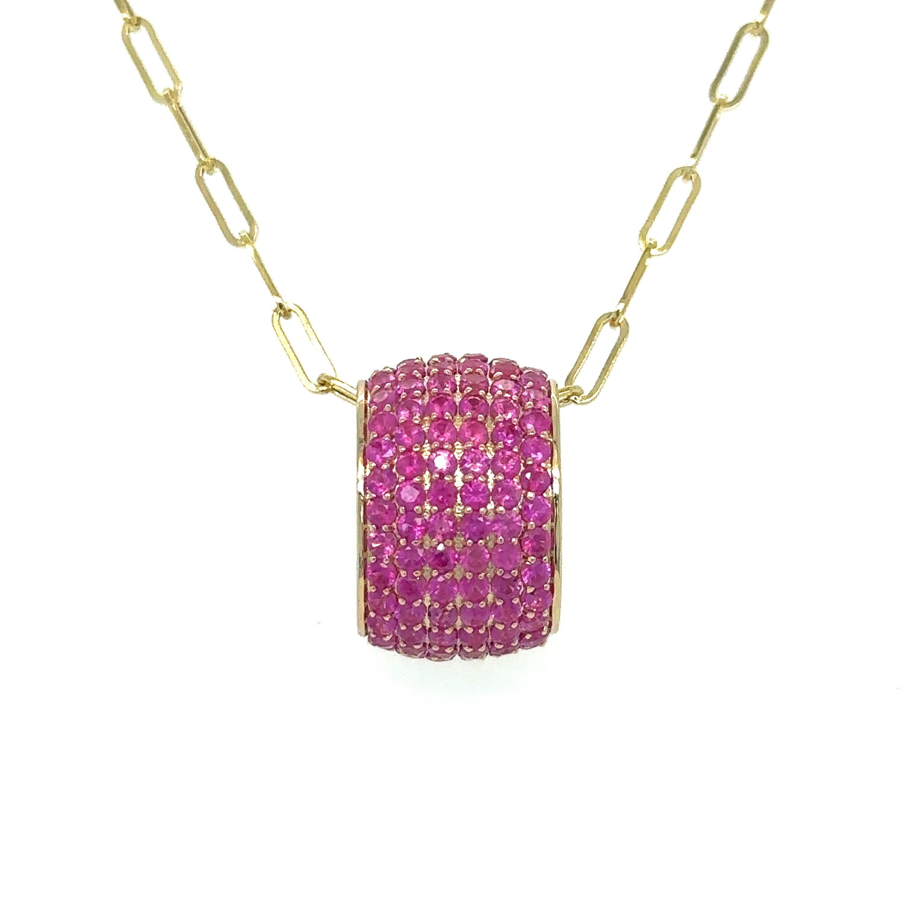 Colgante Ovalado Zafiro Rosa De 14Kt 2.05 Ct.